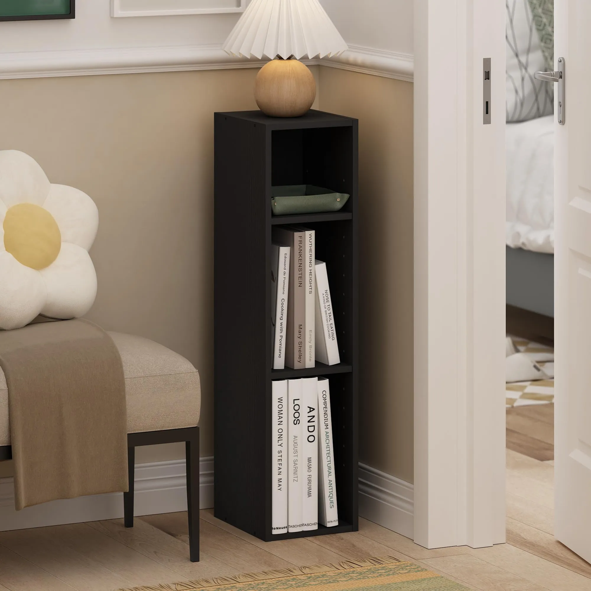 Furinno Fulda Libreria salvaspazio a 3 ripiani, 20 cm, Legno Nero - immagine 2