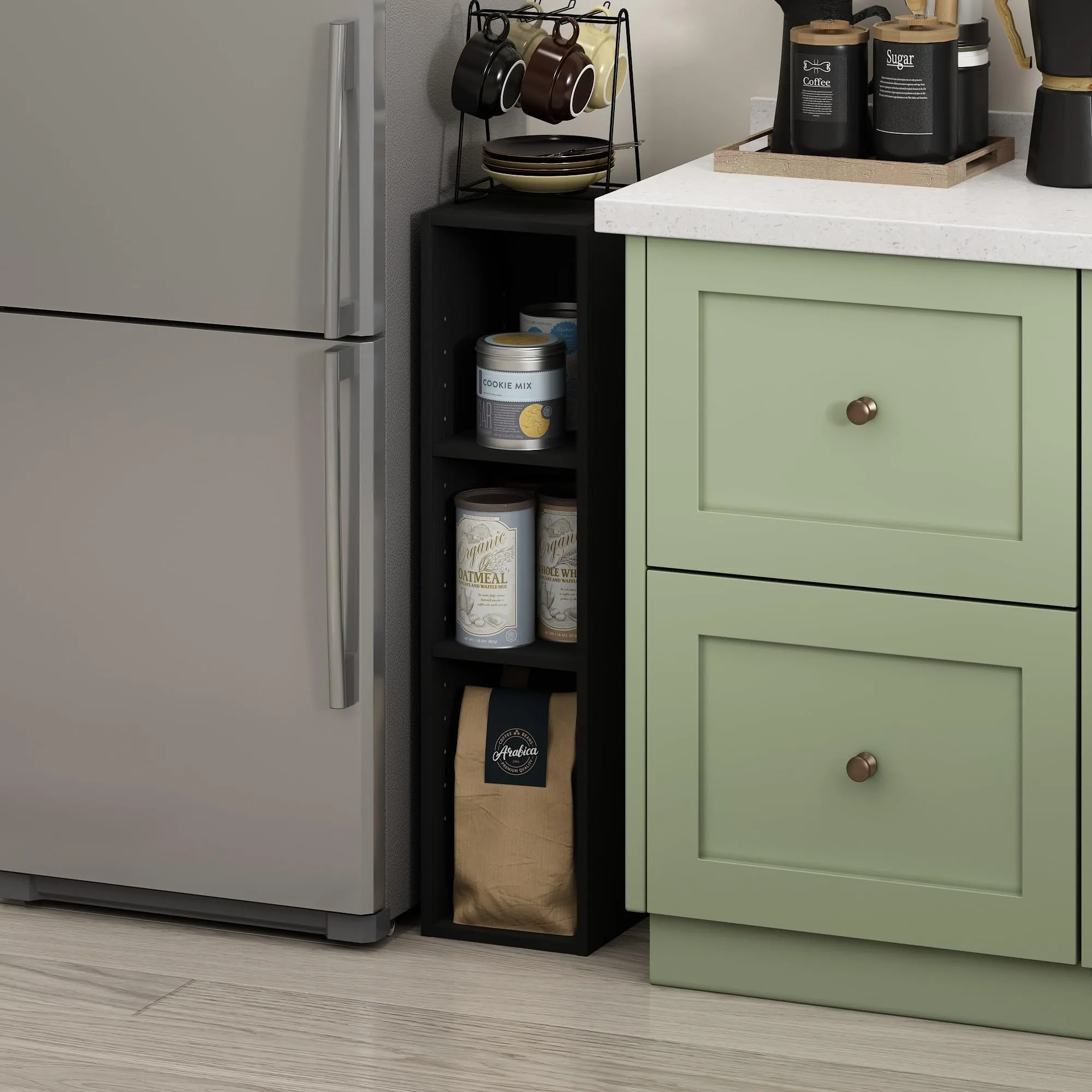 Furinno Fulda Libreria salvaspazio a 3 ripiani, 20 cm, Legno Nero - immagine 5