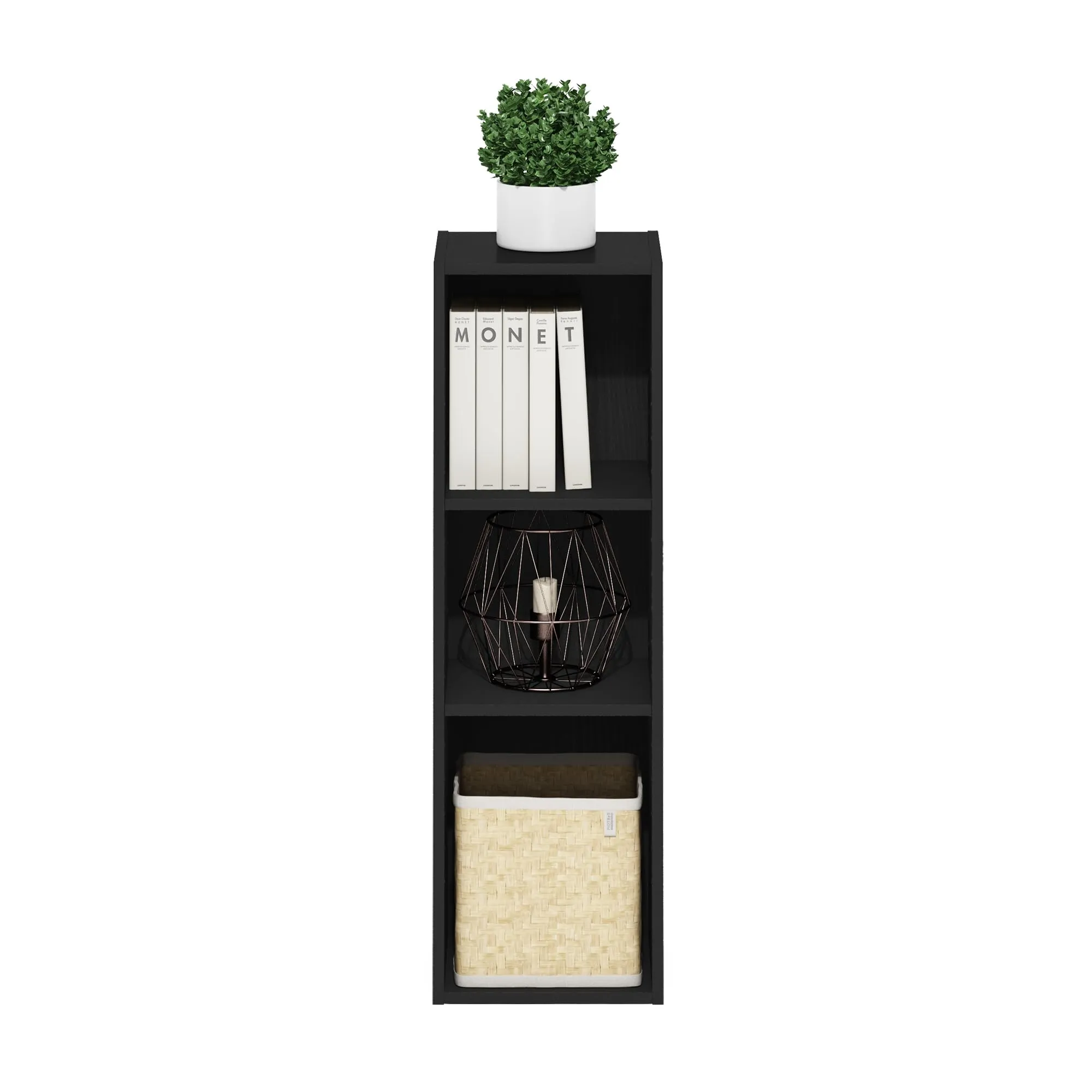 Furinno Fulda Libreria Salvaspazio a 3 Ripiani, 25 cm, Legno Nero - immagine 6