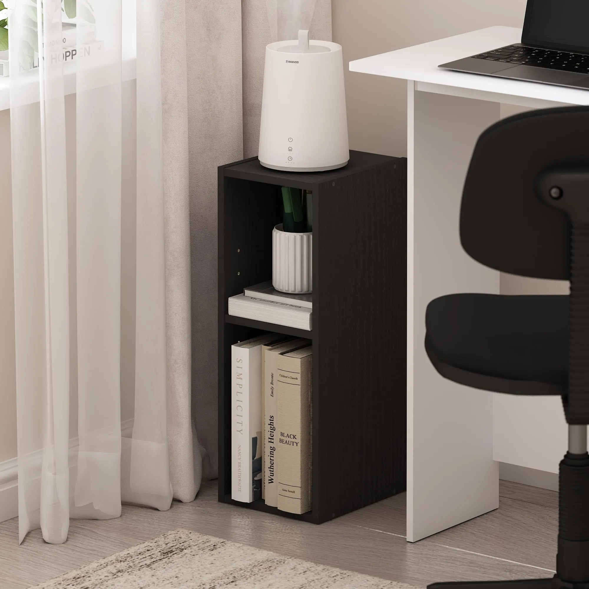 Furinno Fulda Libreria salvaspazio a 2 ripiani, 20 cm, Legno Nero - immagine 2