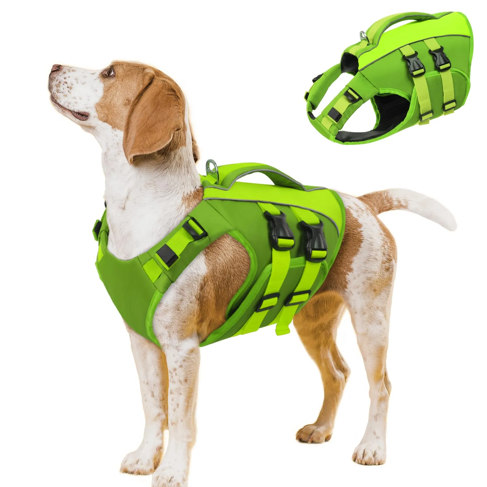 Queenmore Salvagente per Cane, Taglia L, Verde, Ripstop con Maniglia di Salvataggio - immagine 1