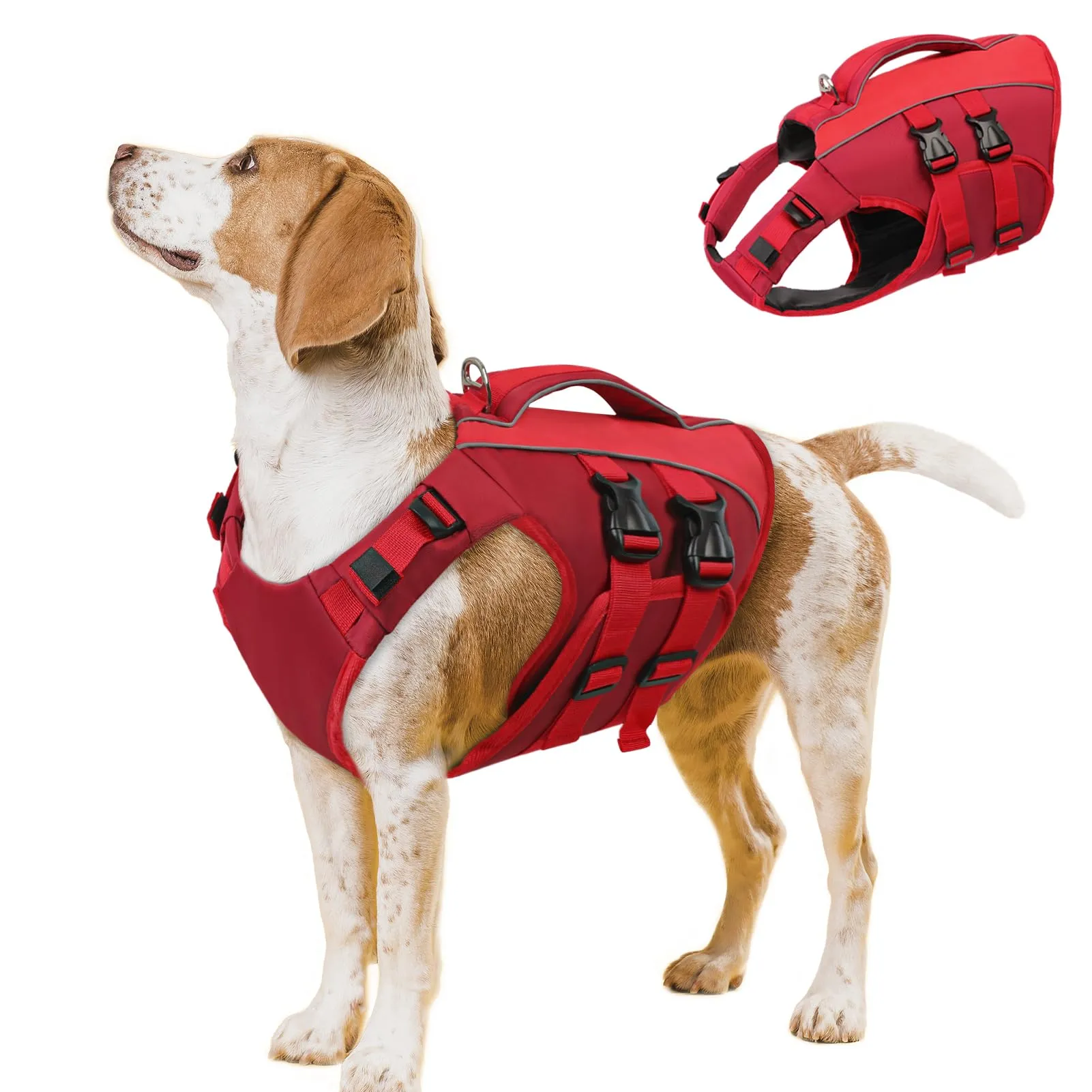 Queenmore Giubbotto Salvagente Cane, Rosso, Ripstop, Taglia L - immagine 1