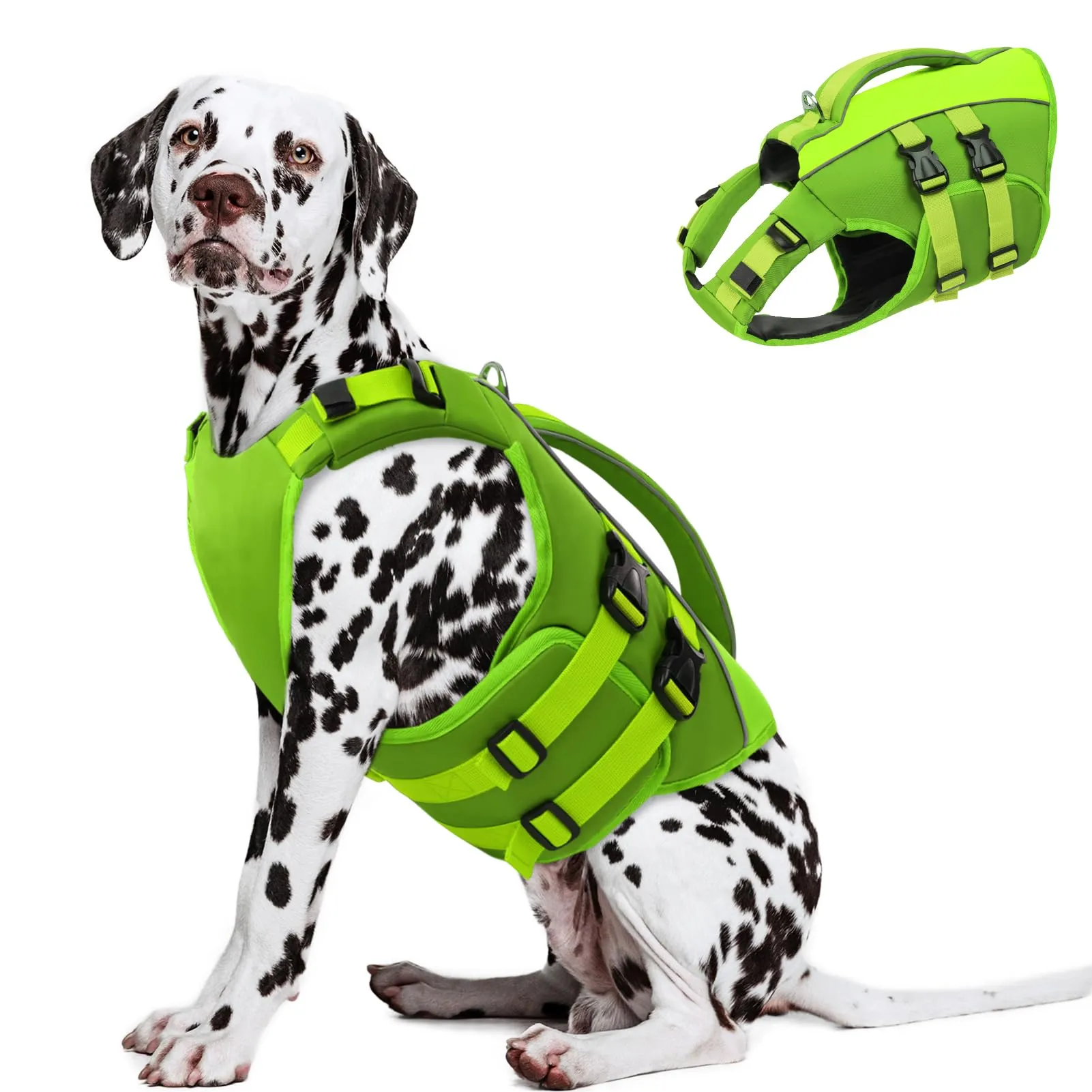 Queenmore Giubbotto Salvagente per Cani, XL, Verde, Ripstop con D-Ring - immagine 1