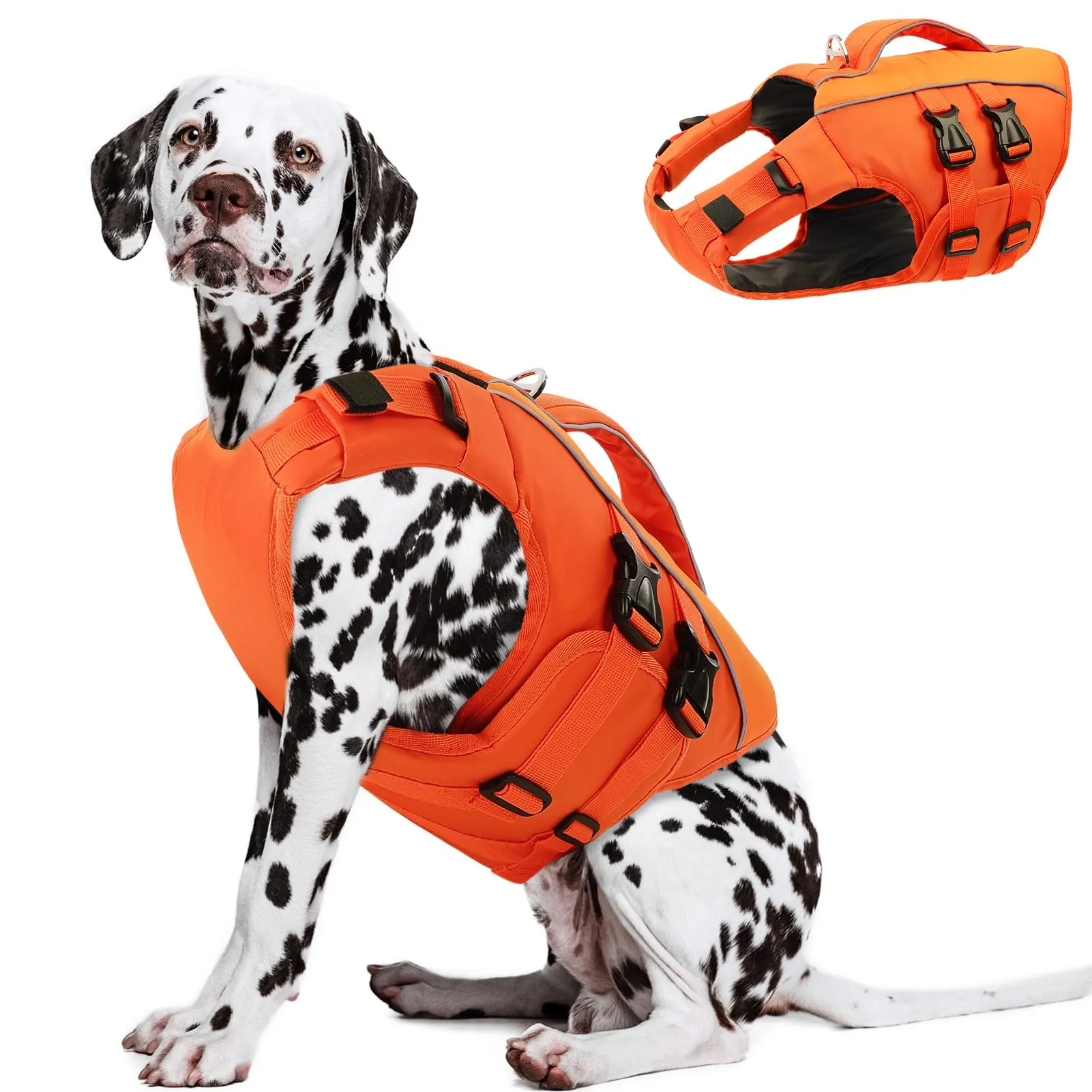 Queenmore Giubbotto Salvagente per Cani, Taglia XL, Arancione, Ripstop con D-Ring - immagine 1