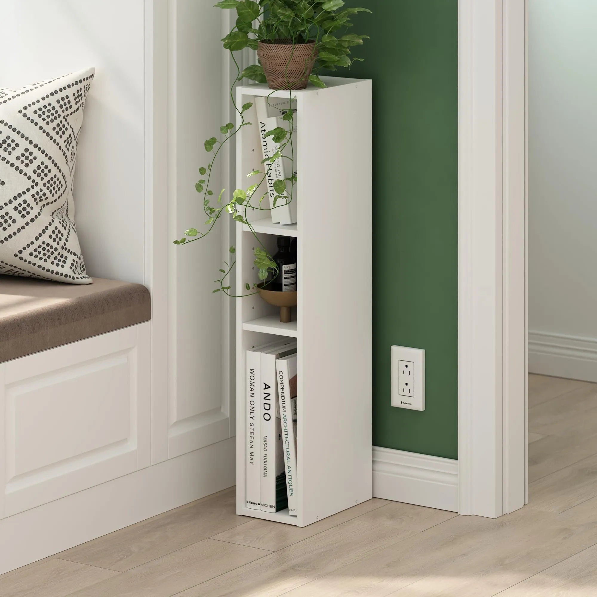 Furinno Fulda Libreria Salvaspazio a 3 Ripiani, 15 cm, Bianco - immagine 2