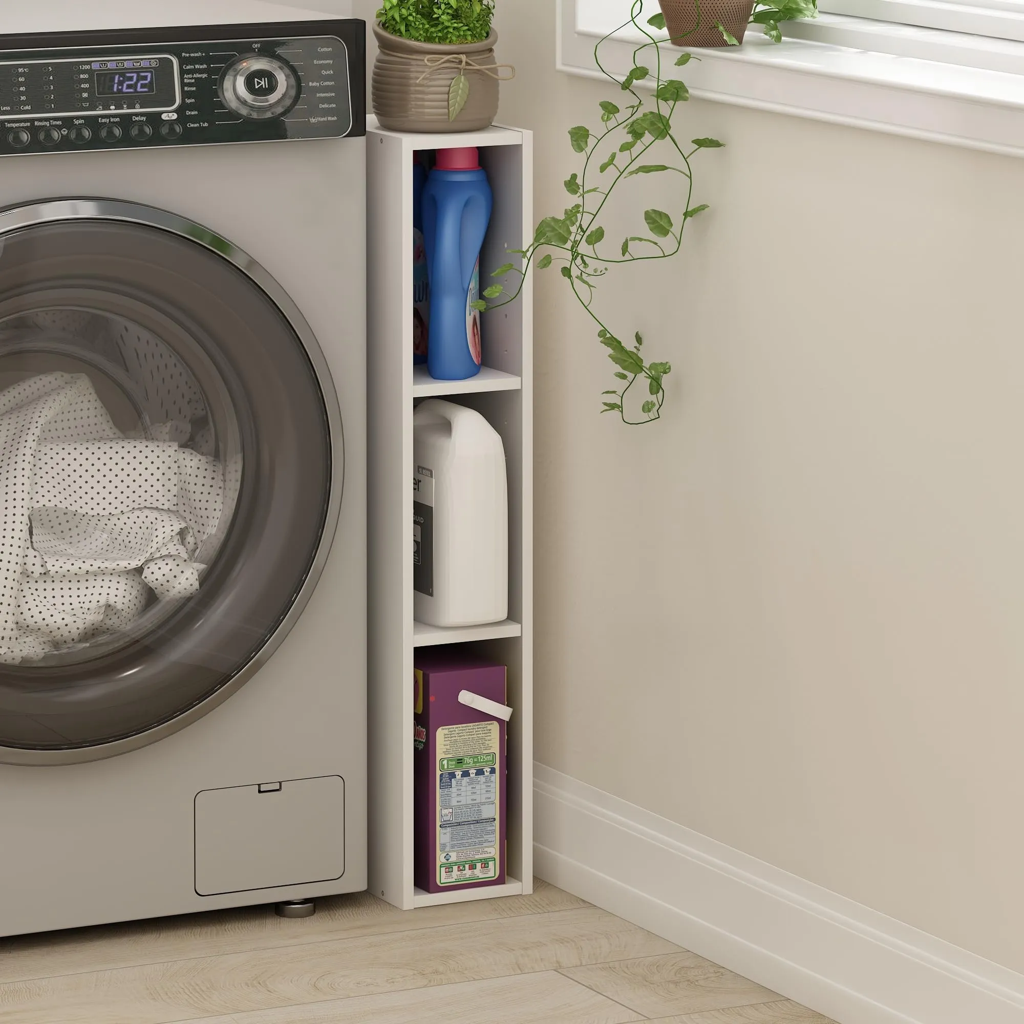 Furinno Fulda Libreria Salvaspazio a 3 Ripiani, 15 cm, Bianco - immagine 6