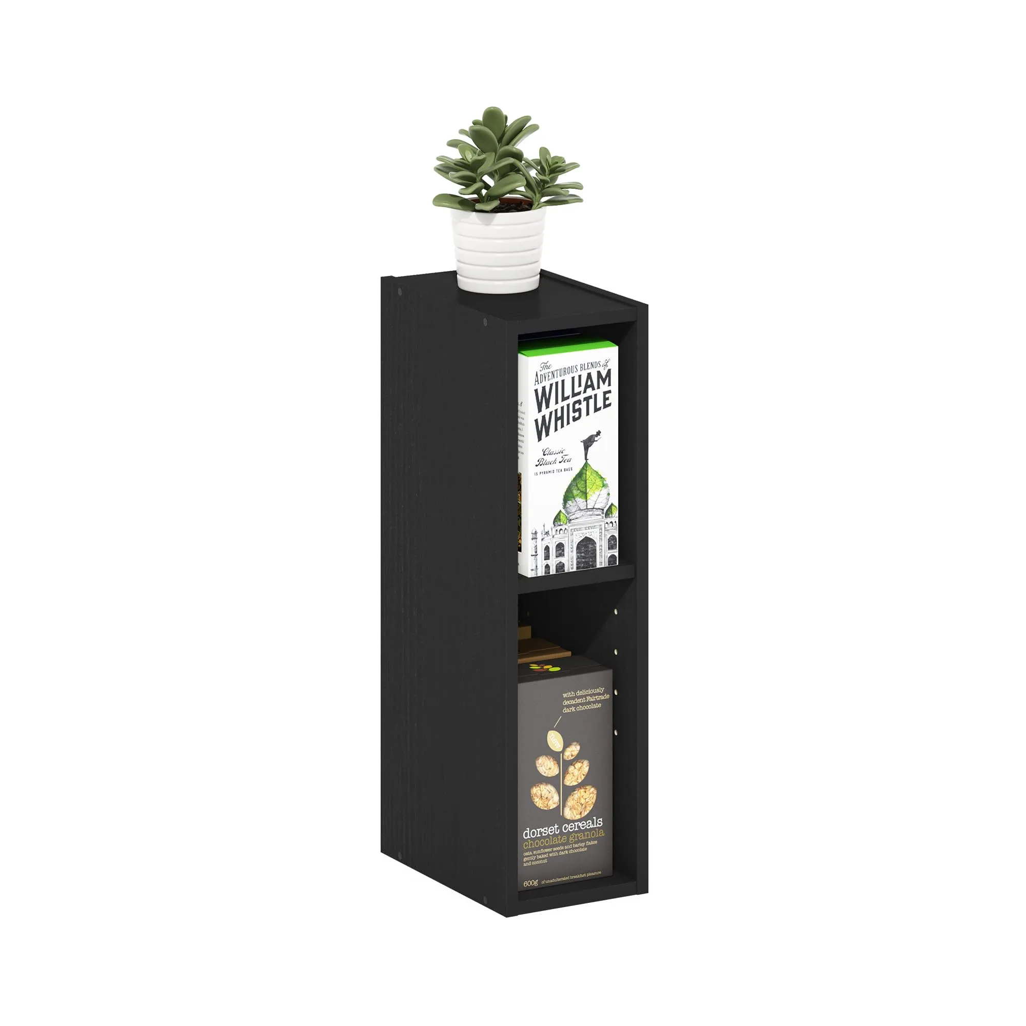 Furinno Fulda Libreria salvaspazio a 2 ripiani, 15 cm, Legno Nero - immagine 1