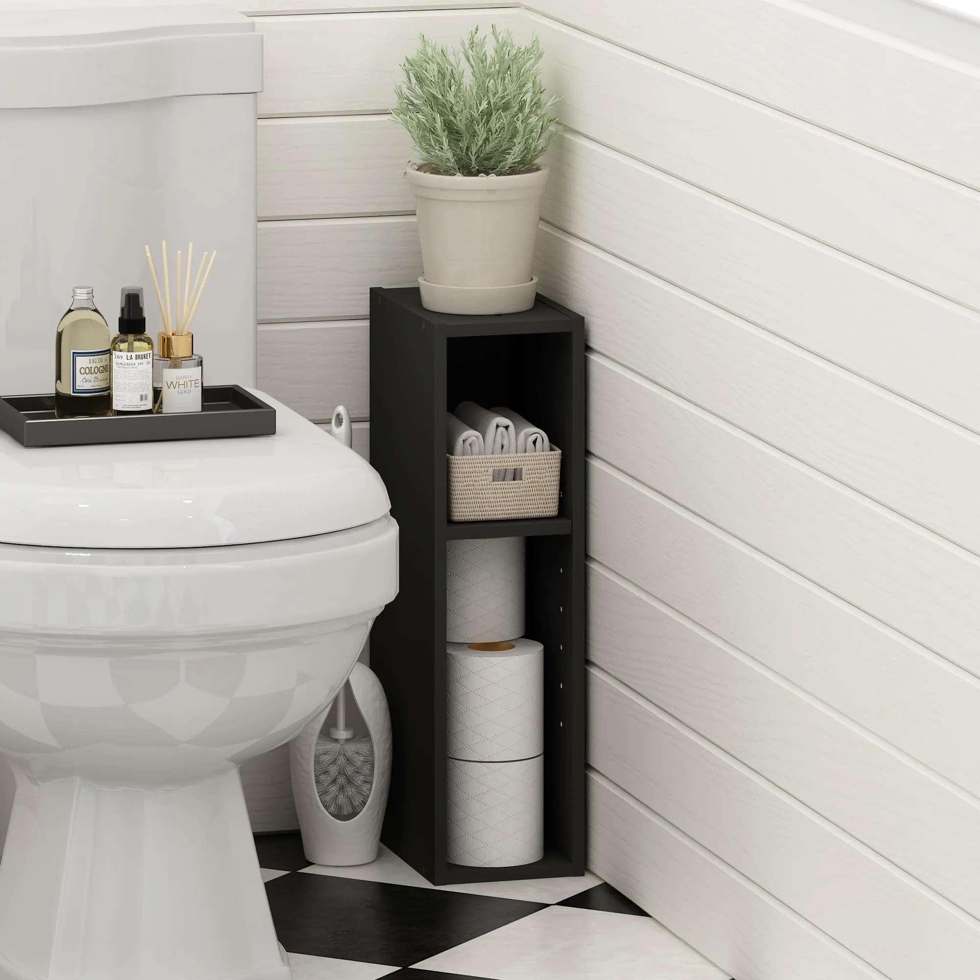 Furinno Fulda Libreria salvaspazio a 2 ripiani, 15 cm, Legno Nero - immagine 6