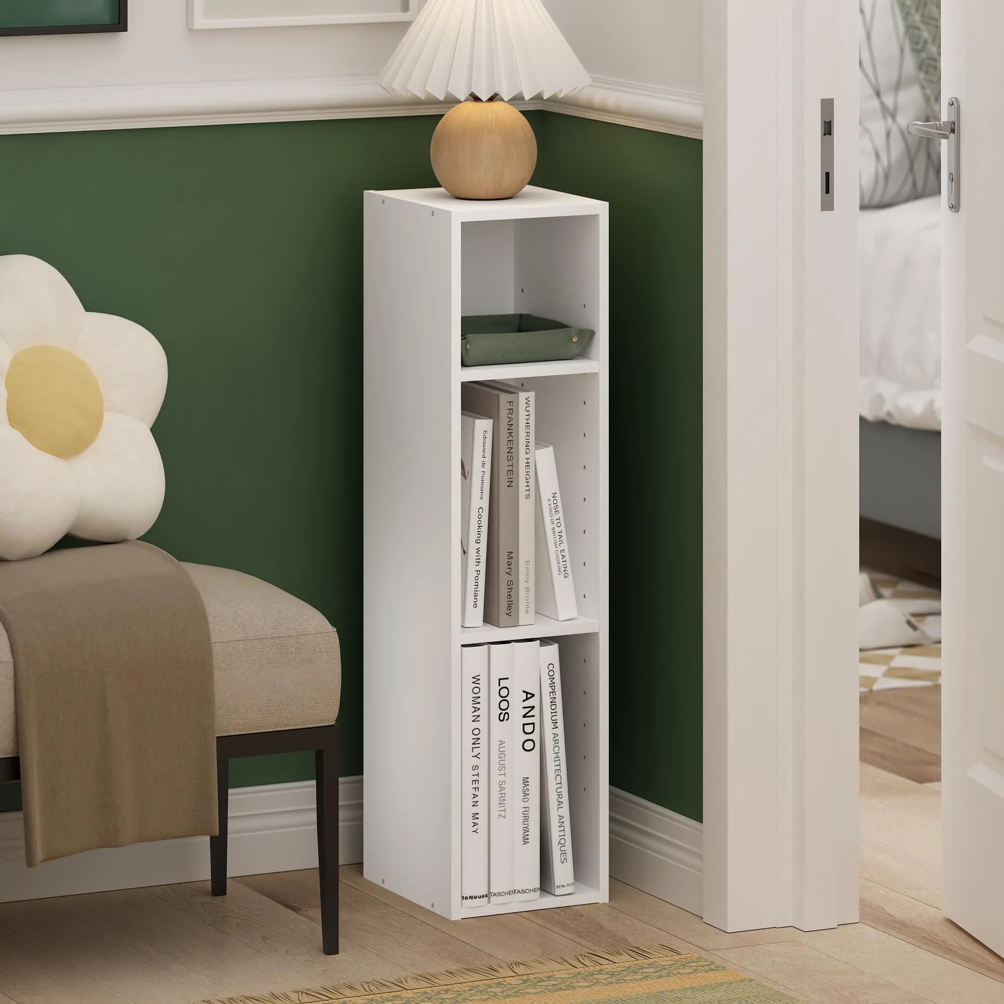 Furinno Fulda libreria salvaspazio a 3 ripiani, 20 cm, bianco - immagine 2