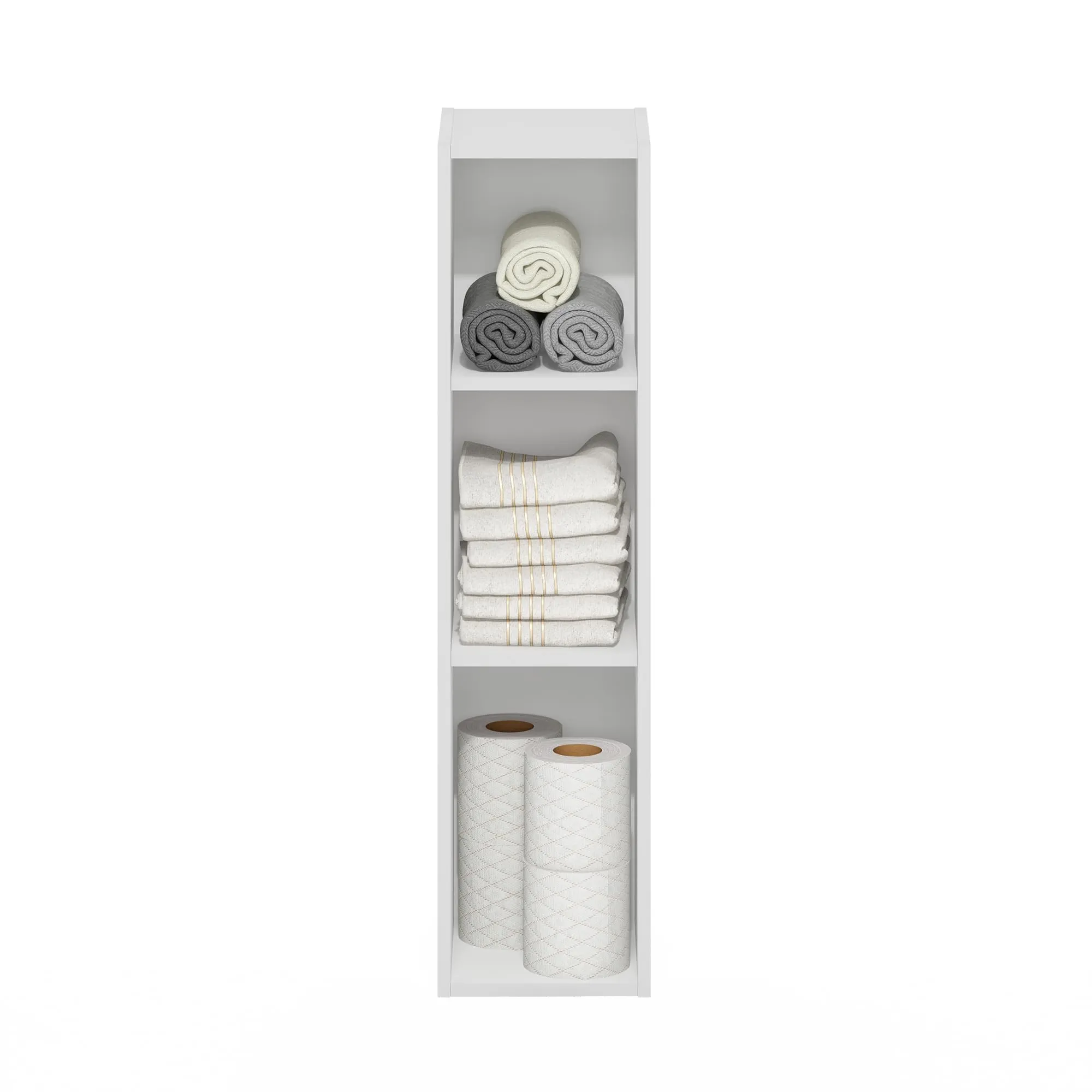 Furinno Fulda libreria salvaspazio a 3 ripiani, 20 cm, bianco - immagine 6