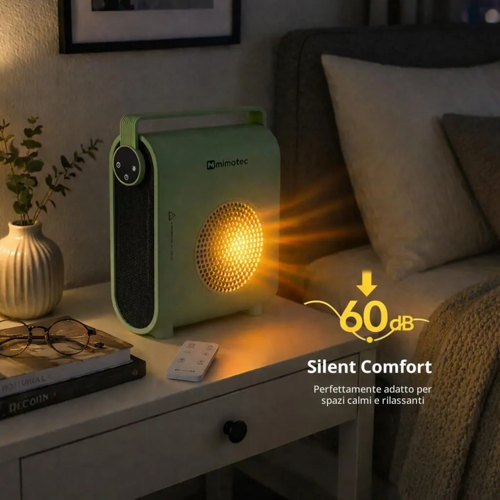 M Mimotec Green Hearth Termoventilatore Elettrico in Ceramica 2000W con Telecomando, MI7064 - immagine 5
