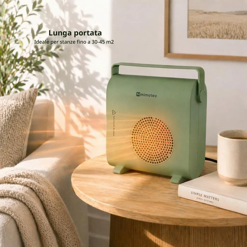 M Mimotec Green Hearth Termoventilatore Elettrico in Ceramica 2000W con Telecomando, MI7064 - immagine 9
