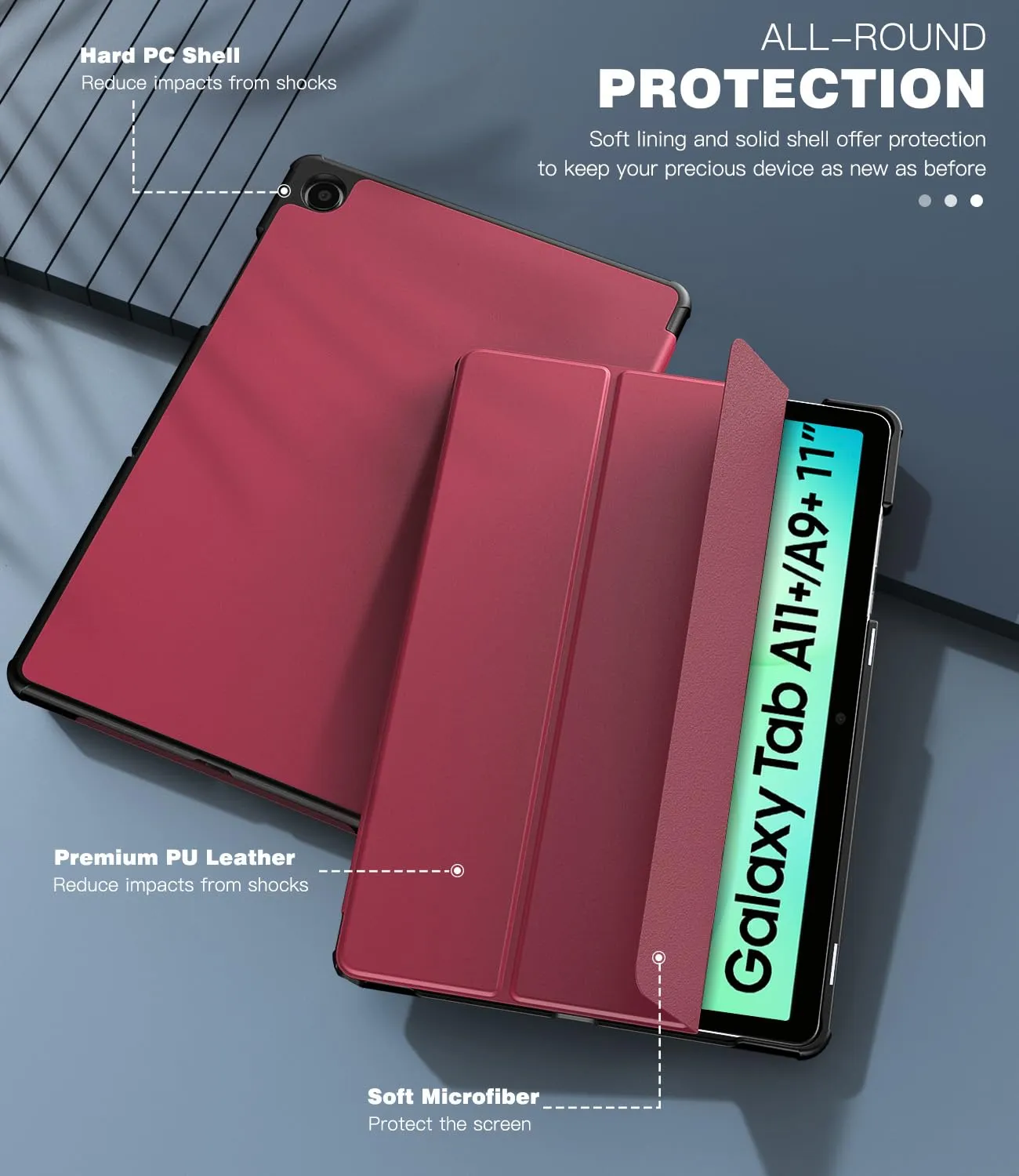 TiMOVO Cover per Samsung Galaxy Tab A11+/A11 Plus 11" 2025, Vino Rosso - immagine 6