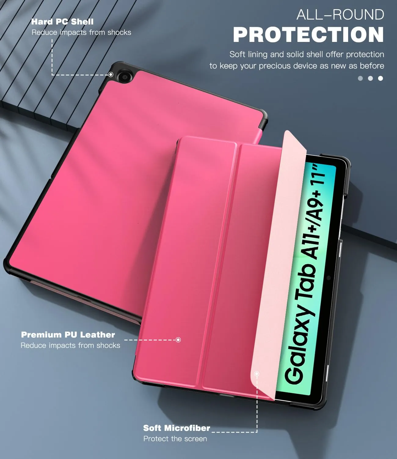 TiMOVO Cover per Samsung Galaxy Tab A11+/A9+ 11" (2025/2023), Rosa Pesca - immagine 6