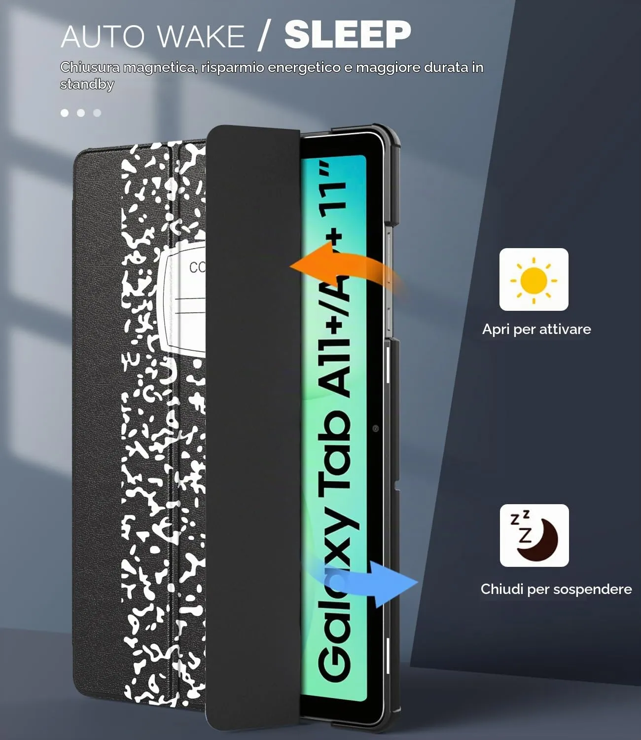 TiMOVO Cover per Samsung Galaxy Tab A11+/A9+ 11" (2025/2023), Quaderno Nero - immagine 5