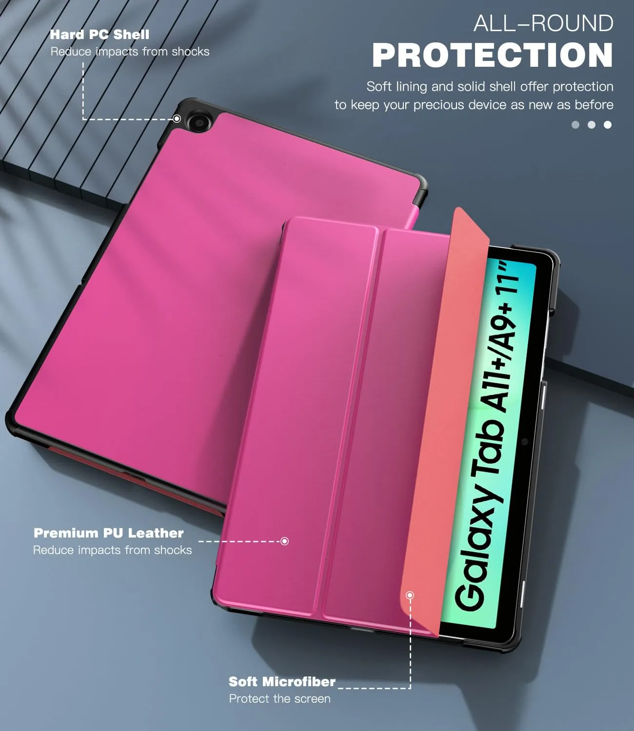 TiMOVO Cover per Samsung Galaxy Tab A11+/A11 Plus 11" 2025, Rosso Begonia - immagine 6