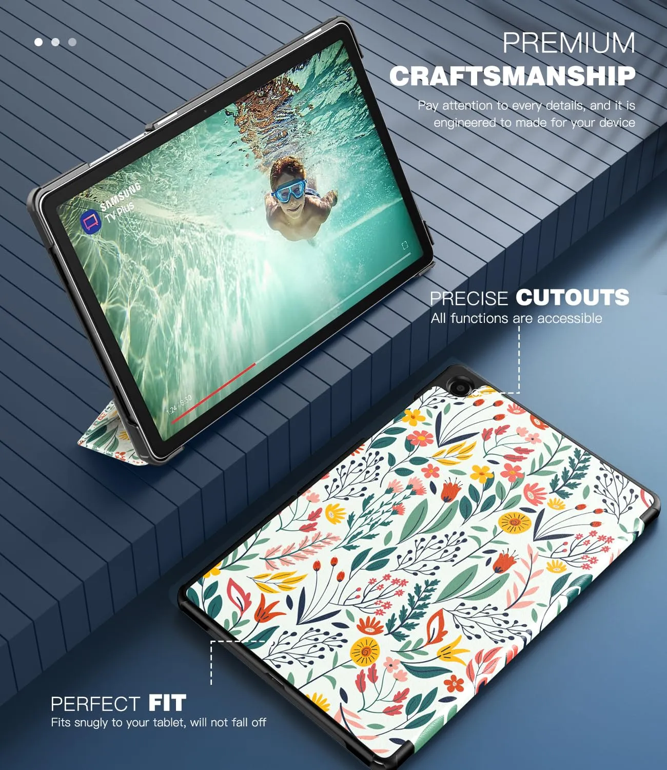 TiMOVO Cover for Samsung Galaxy Tab A11+ / A9+ 11" (2025/2023), Fiori - immagine 4