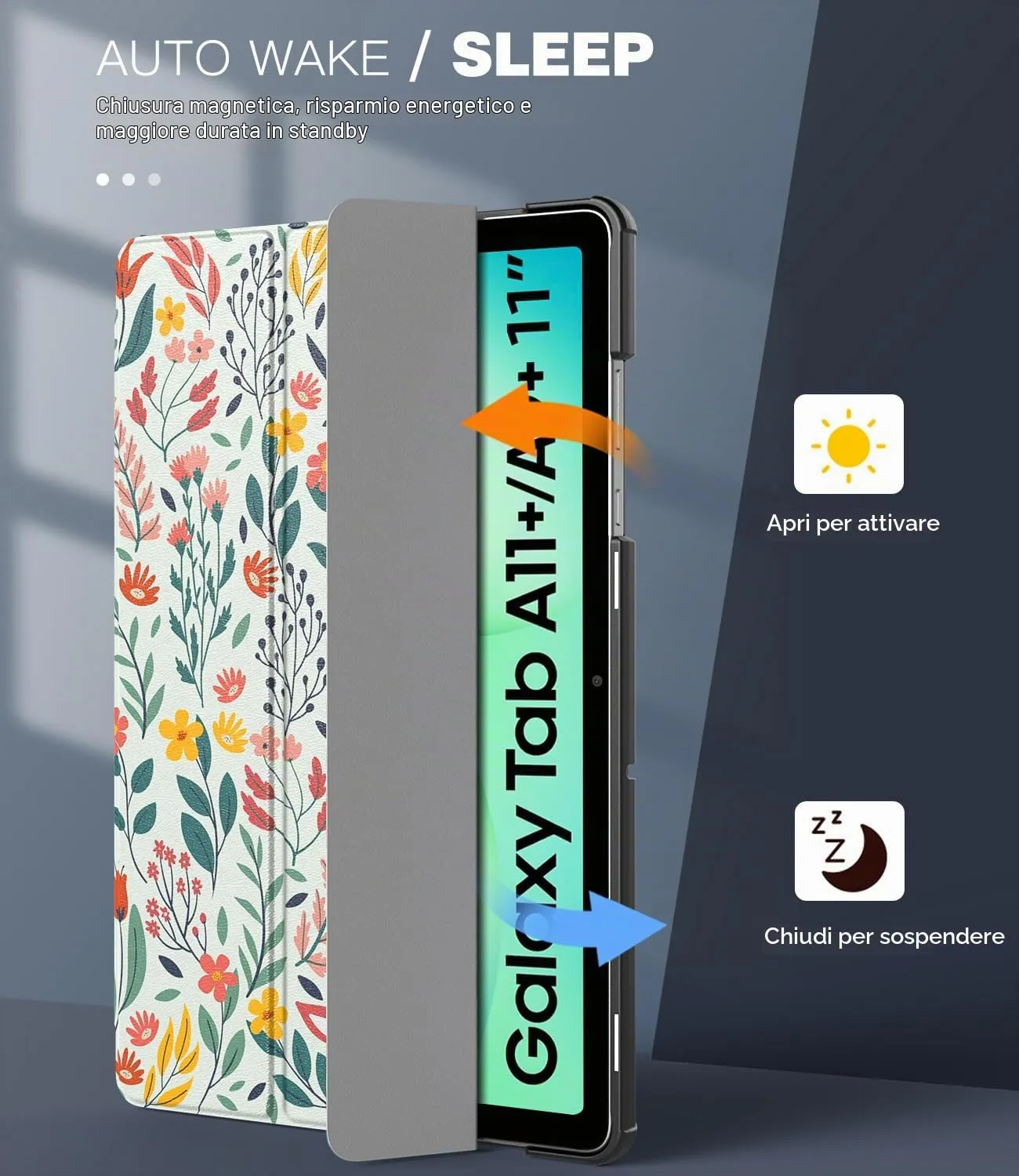 TiMOVO Cover for Samsung Galaxy Tab A11+ / A9+ 11" (2025/2023), Fiori - immagine 5