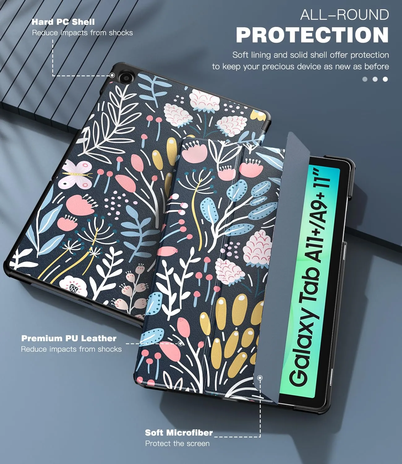 TiMOVO Cover per Samsung Galaxy Tab A11+ / A9+ 11" (2025/2023), Fiore Colorato - immagine 5