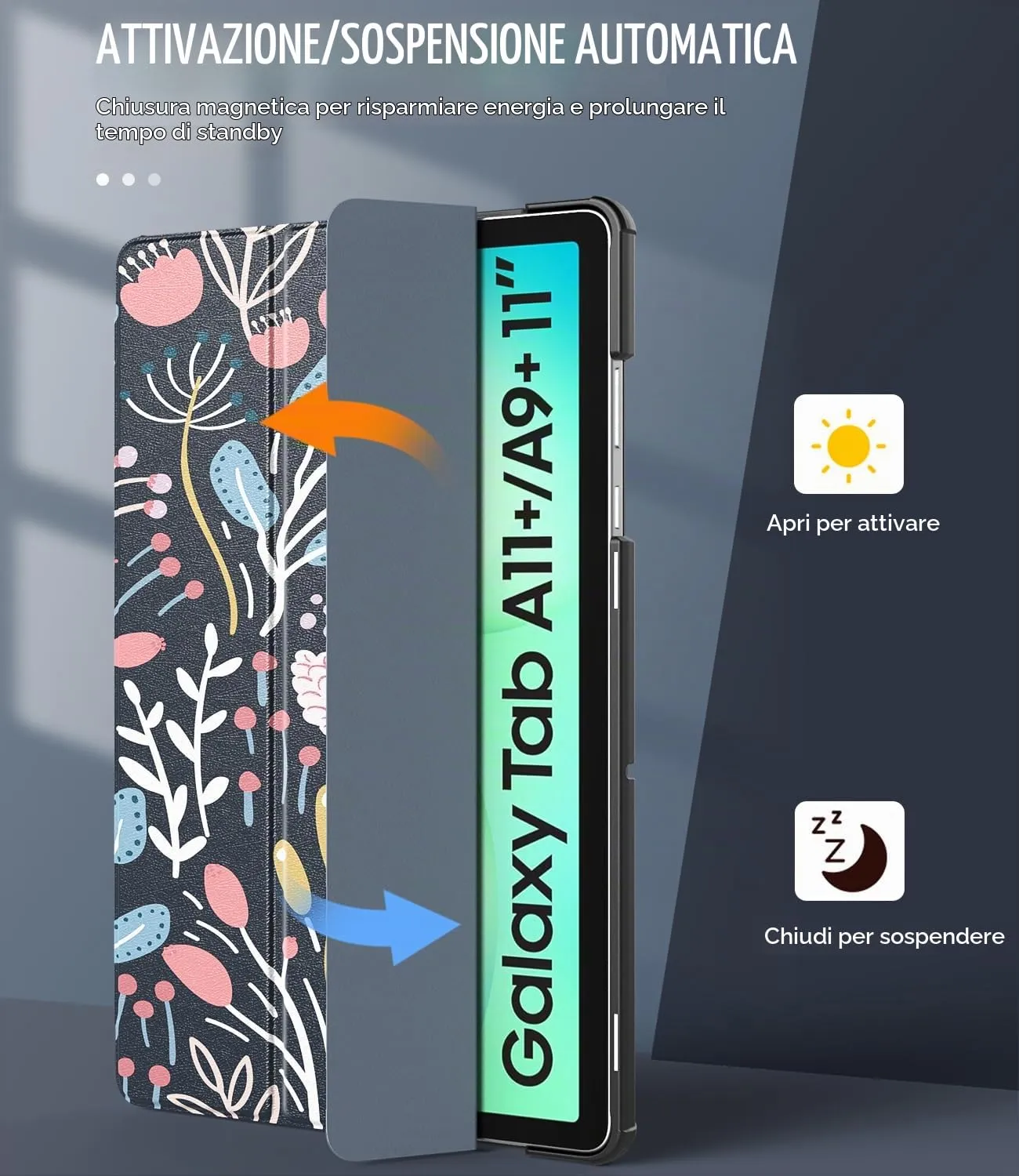 TiMOVO Cover per Samsung Galaxy Tab A11+ / A9+ 11" (2025/2023), Fiore Colorato - immagine 6