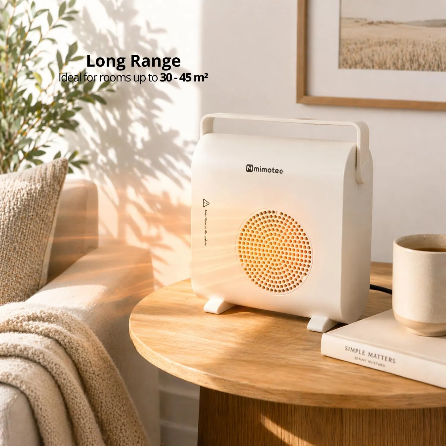 M Mimotec White Hearth Termoventilatore in Ceramica 2000W con Telecomando, Bianco - immagine 9