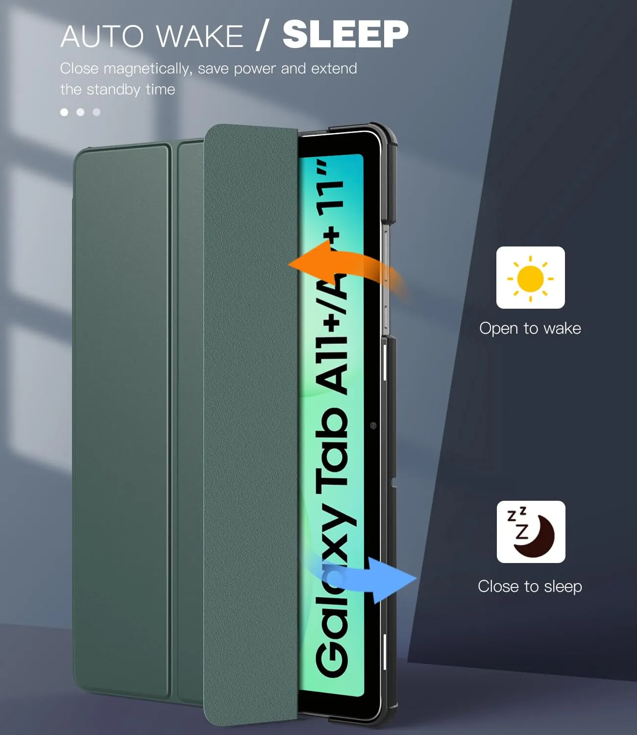 TiMOVO Cover per Samsung Galaxy Tab A11+/A9+ 11" (2025/2023), Verde Notte - immagine 5