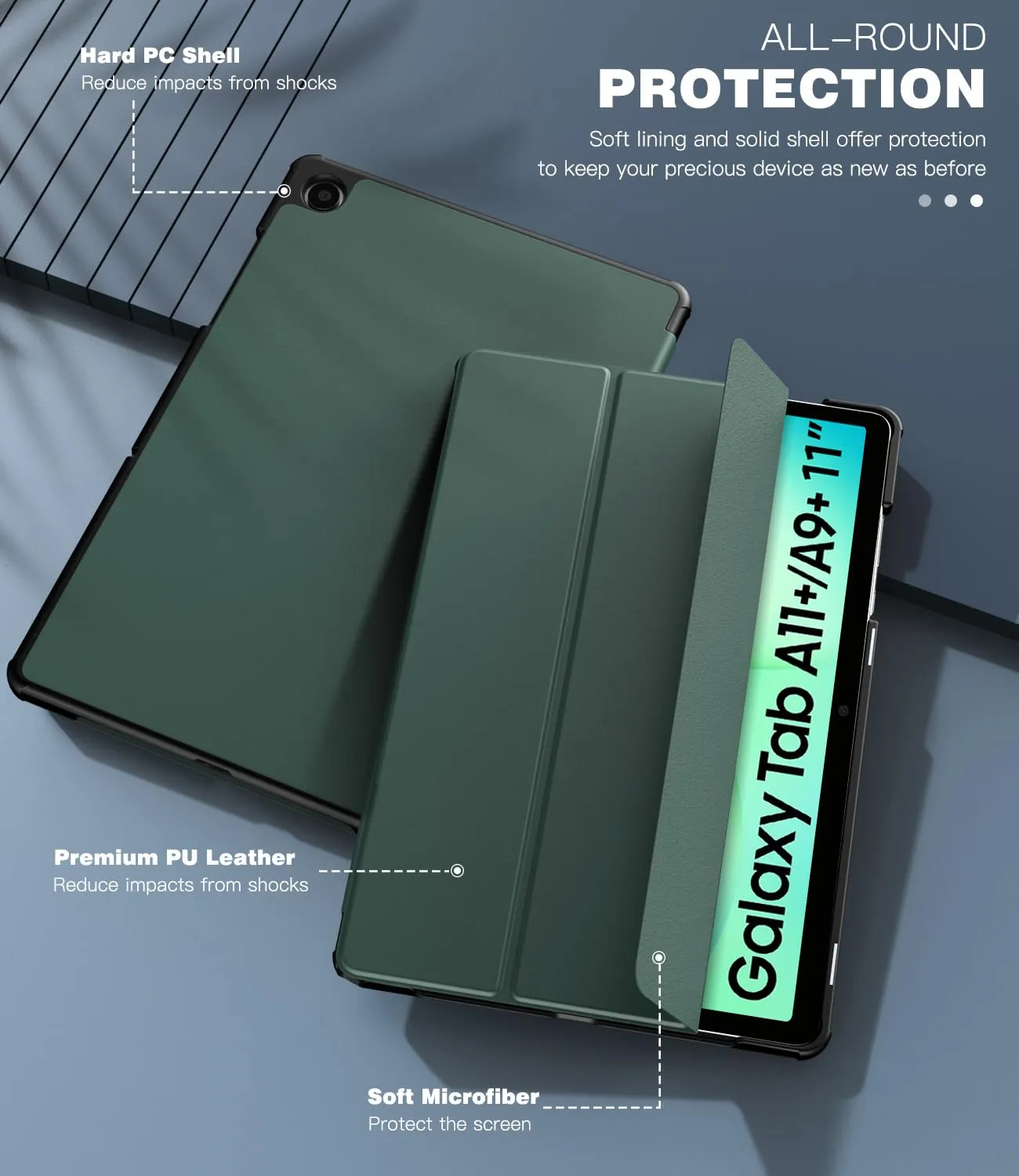 TiMOVO Cover per Samsung Galaxy Tab A11+/A9+ 11" (2025/2023), Verde Notte - immagine 6