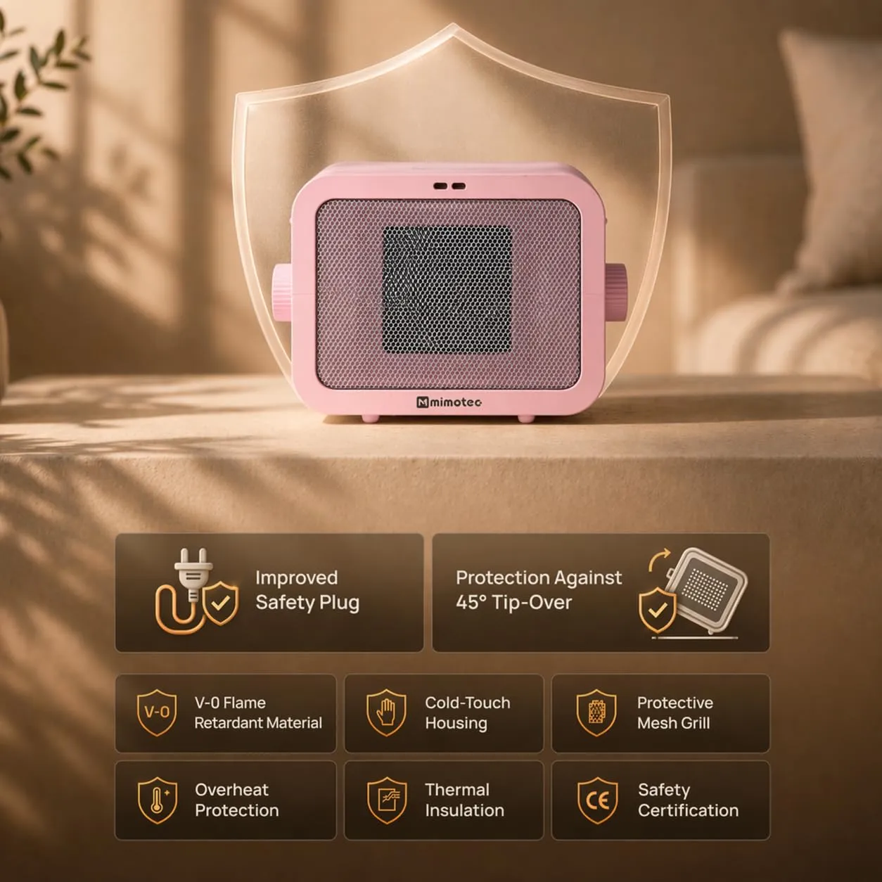 M Mimotec Calefattore Ceramico Elettrico Pink 1500W MI7060 - immagine 6