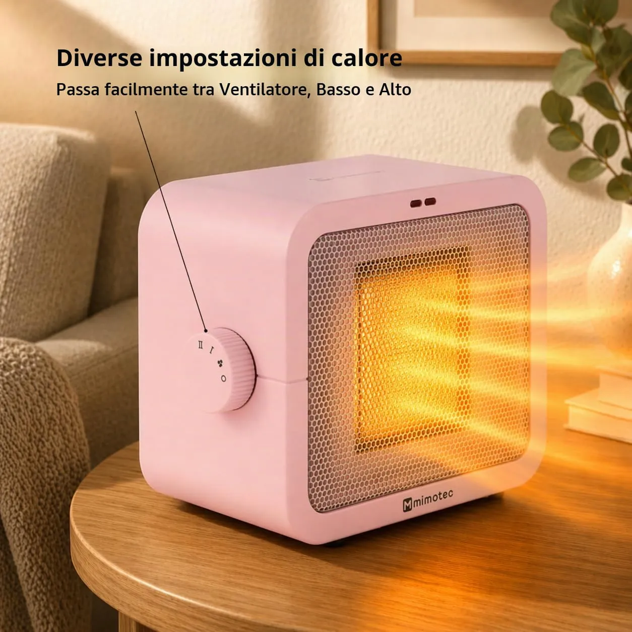 M Mimotec Calefattore Ceramico Elettrico Pink 1500W MI7060 - immagine 8