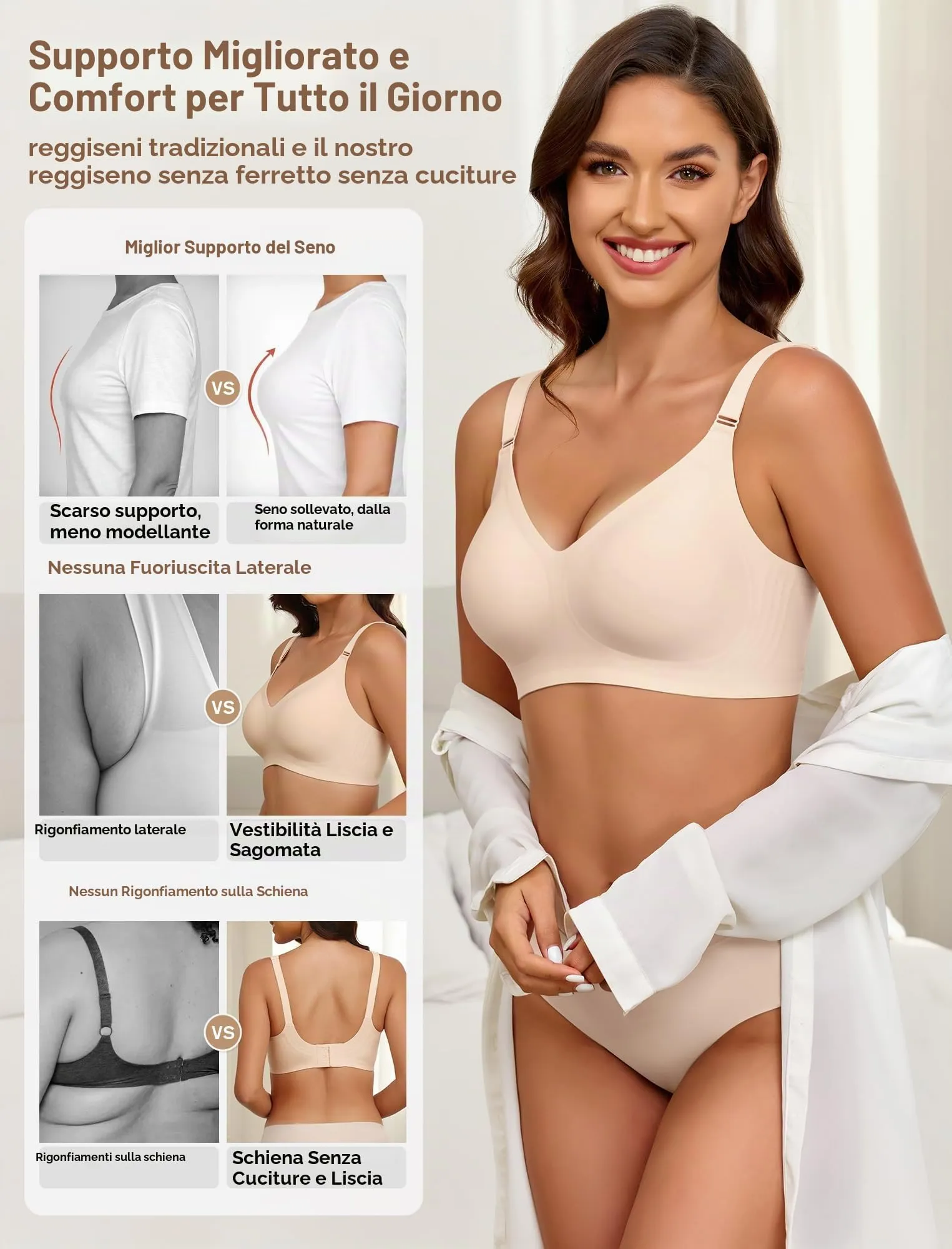 EIISSION Reggiseno Donna Senza Ferretto Seamless Comodo Classico 4XL Pelle - immagine 2