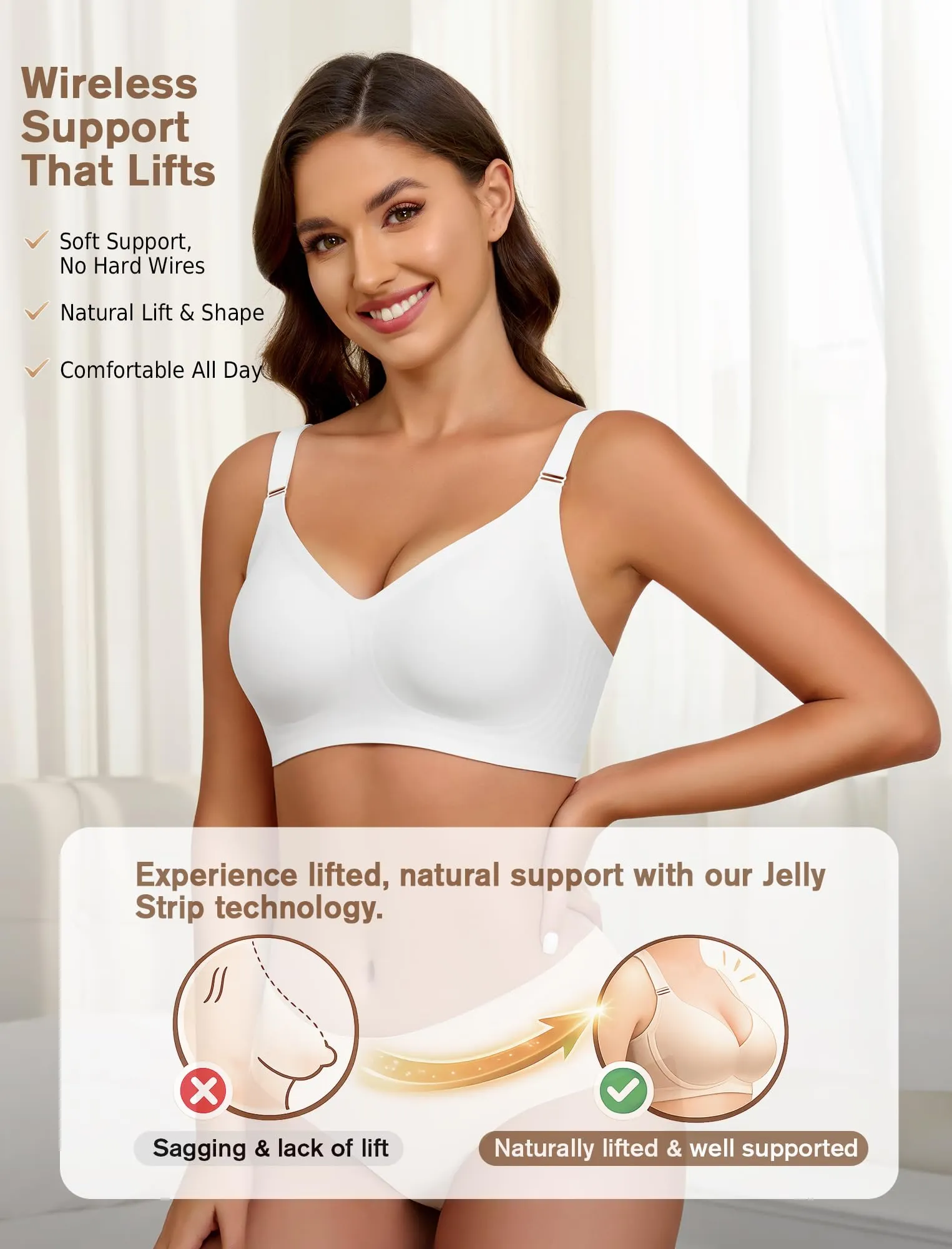 EIISSION Reggiseno Donna Senza Ferretto Seamless Comfort Classico, Bianco, 3XL - immagine 3