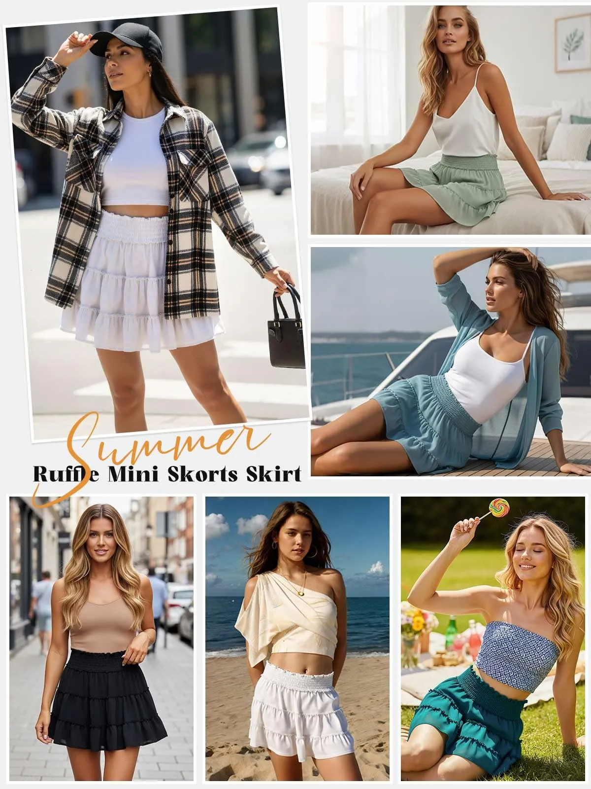 CheChury Mini Gonna Donna Vita Alta in Tulle a Balze con Pantaloncini Interni - immagine 7