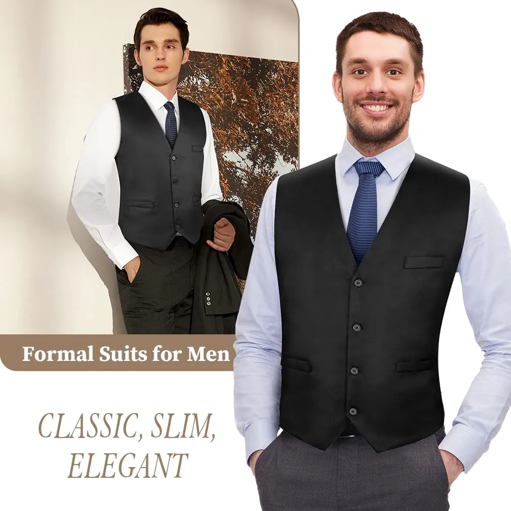 AUYAO Gilet Gotico da Uomo Classico, Nero, XL - immagine 4