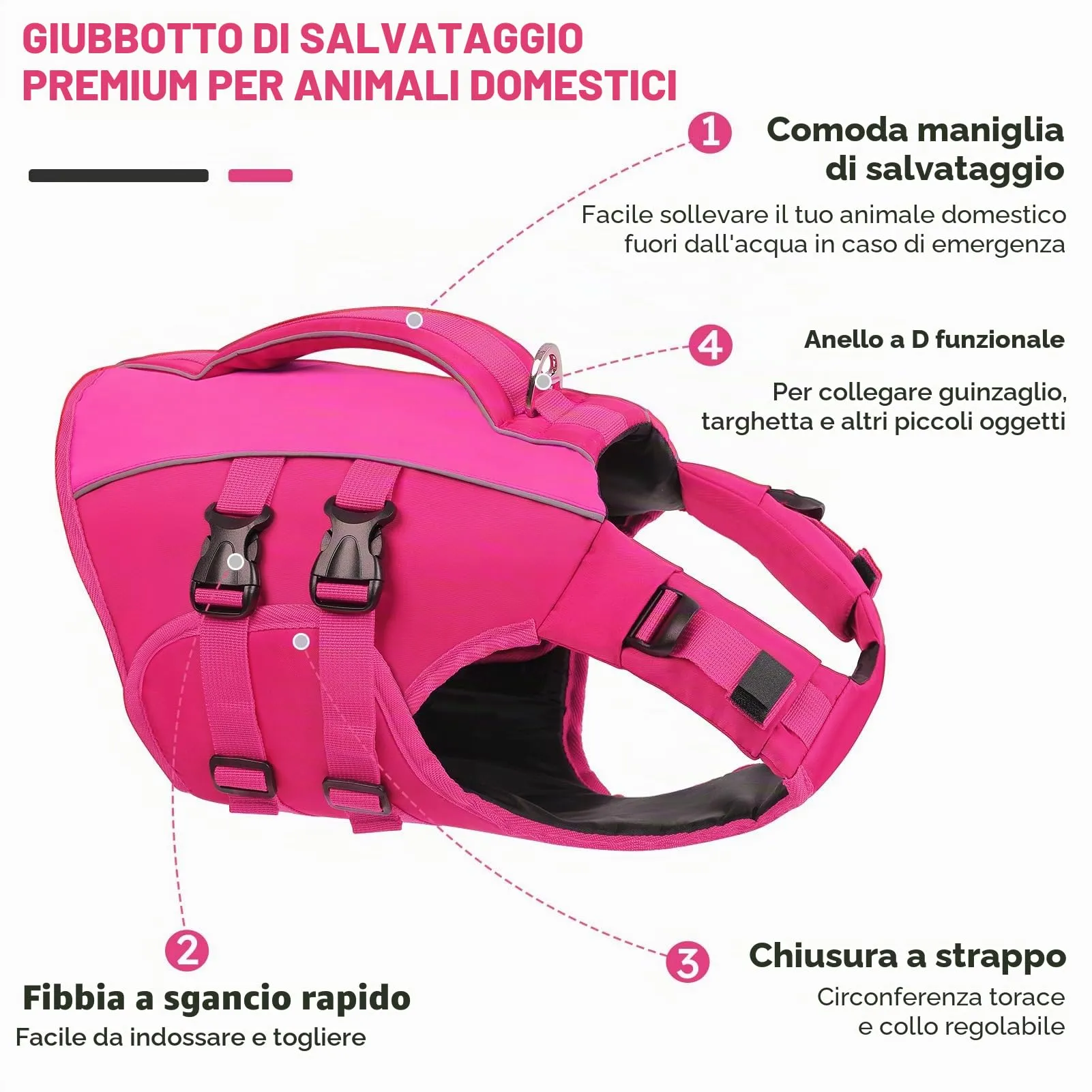 Queenmore Salvagente per Cani Taglia S, Ripstop, Rosa - immagine 2