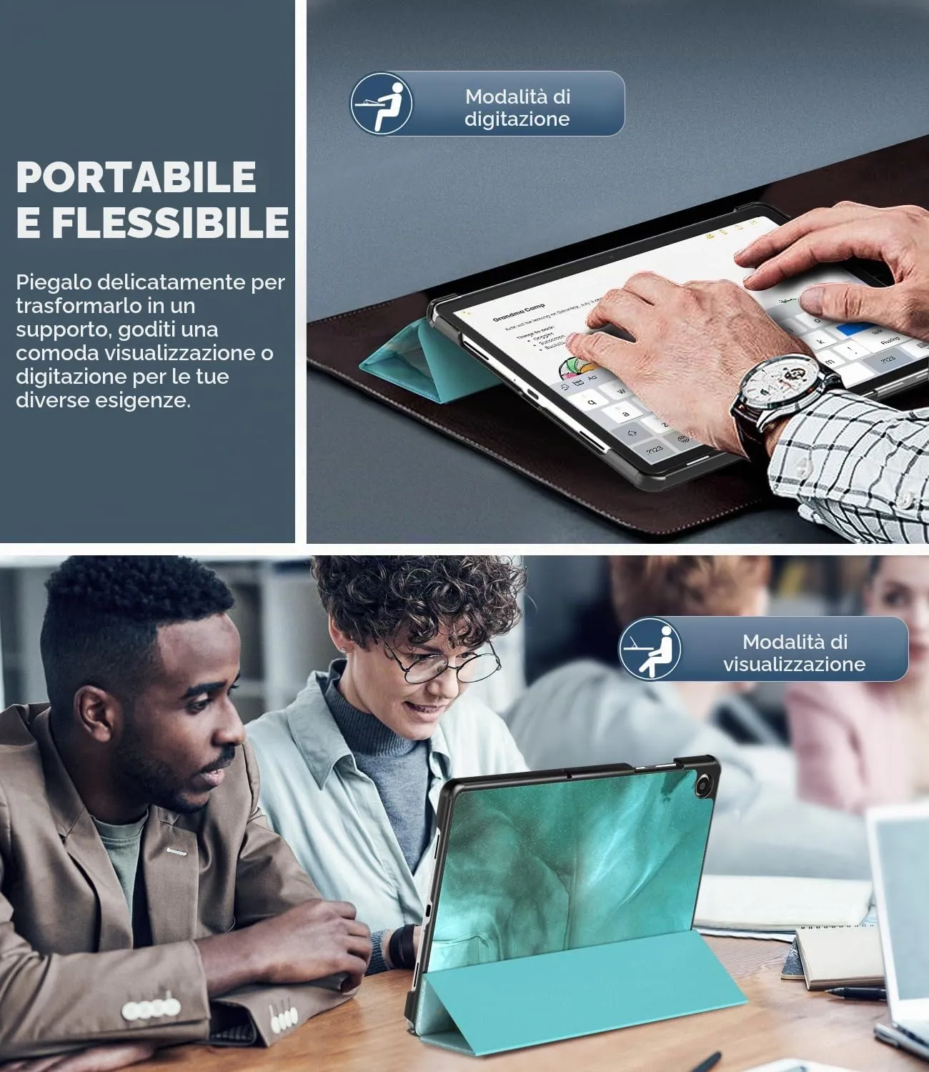 TiMOVO Cover per Samsung Galaxy Tab A11+/A9+ 11", Blu Pavone Setoso - immagine 3