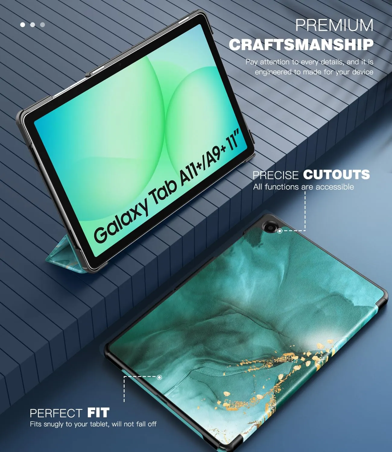 TiMOVO Cover per Samsung Galaxy Tab A11+/A9+ 11", Blu Pavone Setoso - immagine 4