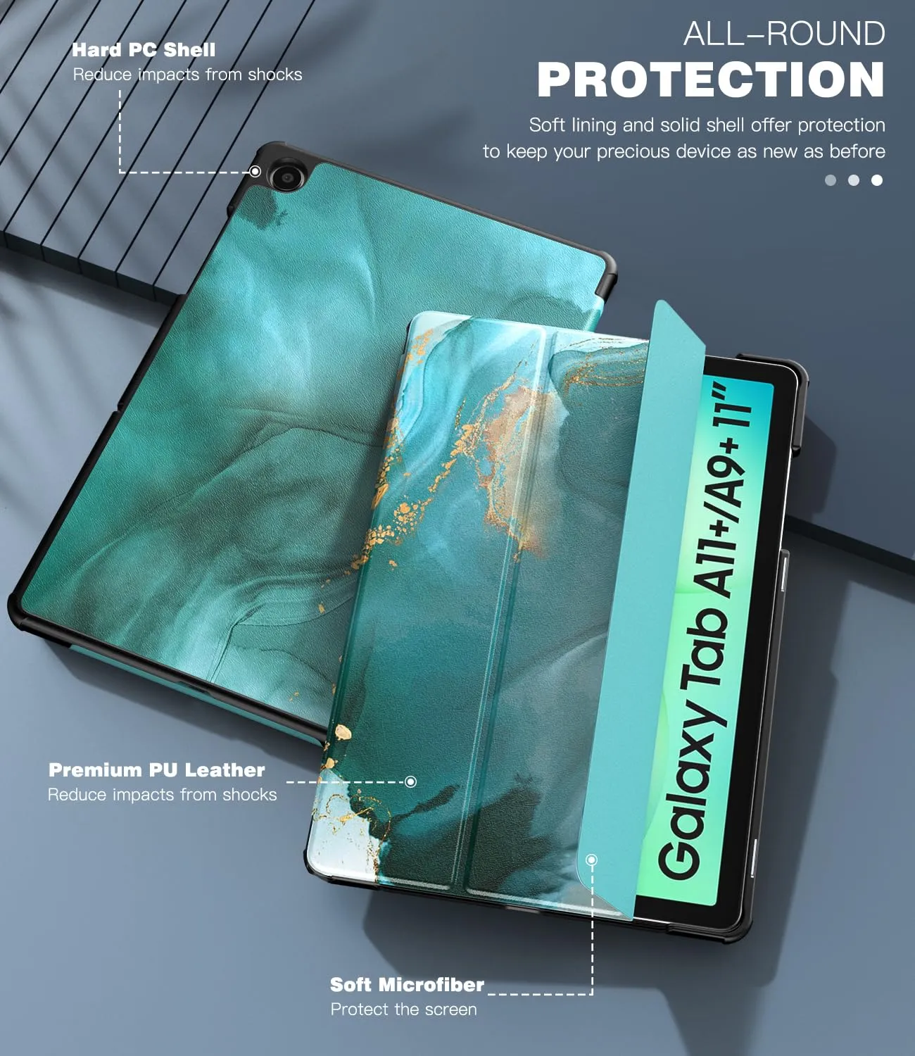 TiMOVO Cover per Samsung Galaxy Tab A11+/A9+ 11", Blu Pavone Setoso - immagine 5