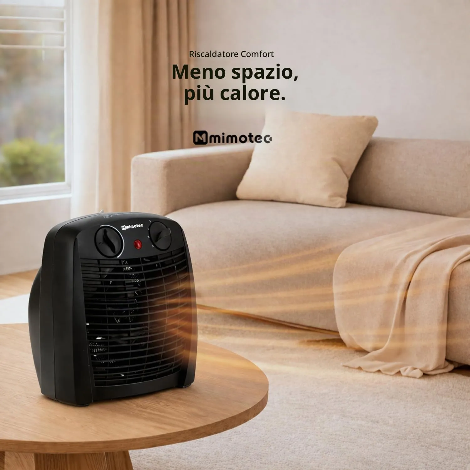 Mimotec Black Comfort Termoventilatore Elettrico 2000W, Riscaldamento Portatile 1000/2000W, IP20, per ambienti fino a 20 m² - immagine 3