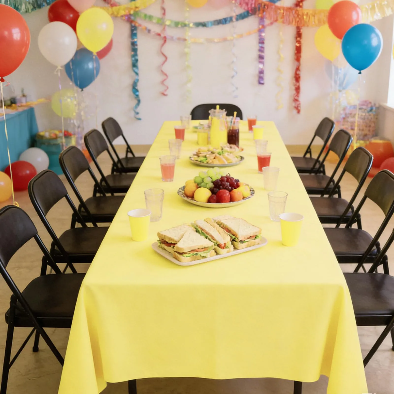 YAAVAAW Tovaglie in plastica rettangolari, Giallo Macaron, 137 x 274 cm, Set da 4, Usa e getta - immagine 4