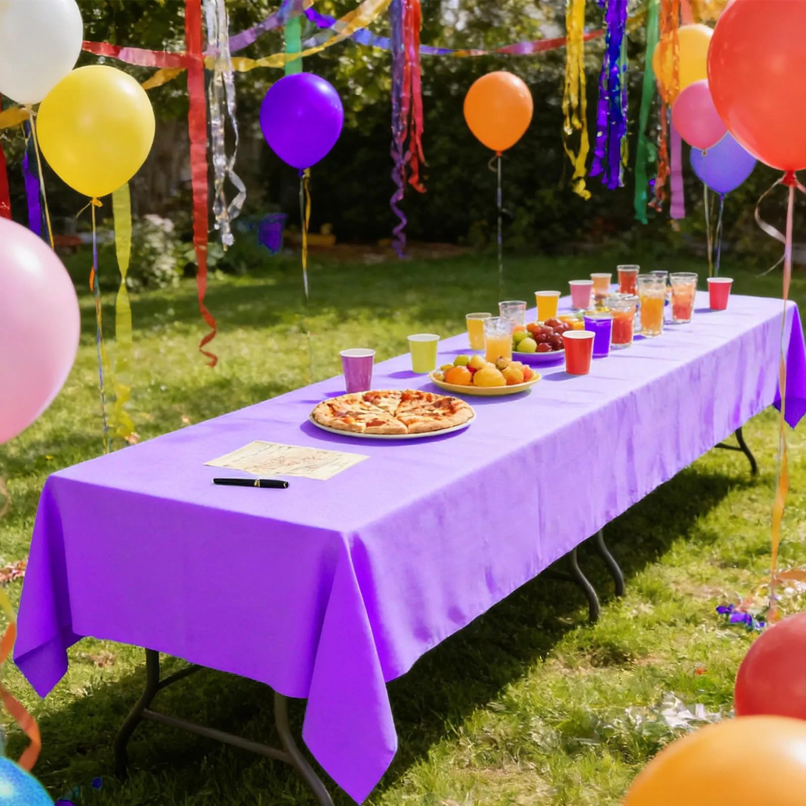 YAAVAAW Tovaglie in Plastica Viola per Tavolo Rettangolare, 137 x 274 cm, Usa e Getta, Confezione da 4 - immagine 5
