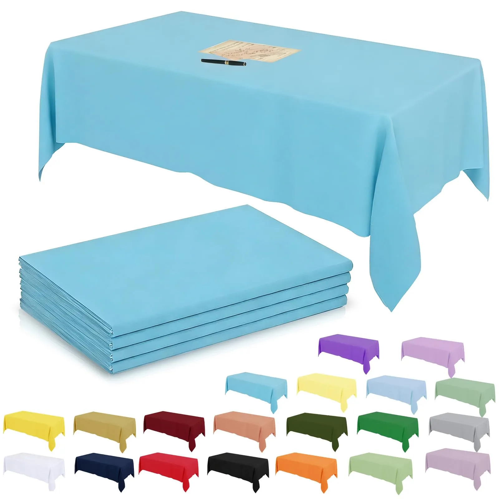 YAAVAAW Tovaglia in plastica blu chiaro, rettangolare, 137 x 274 cm, usa e getta, 4 pezzi - immagine 1
