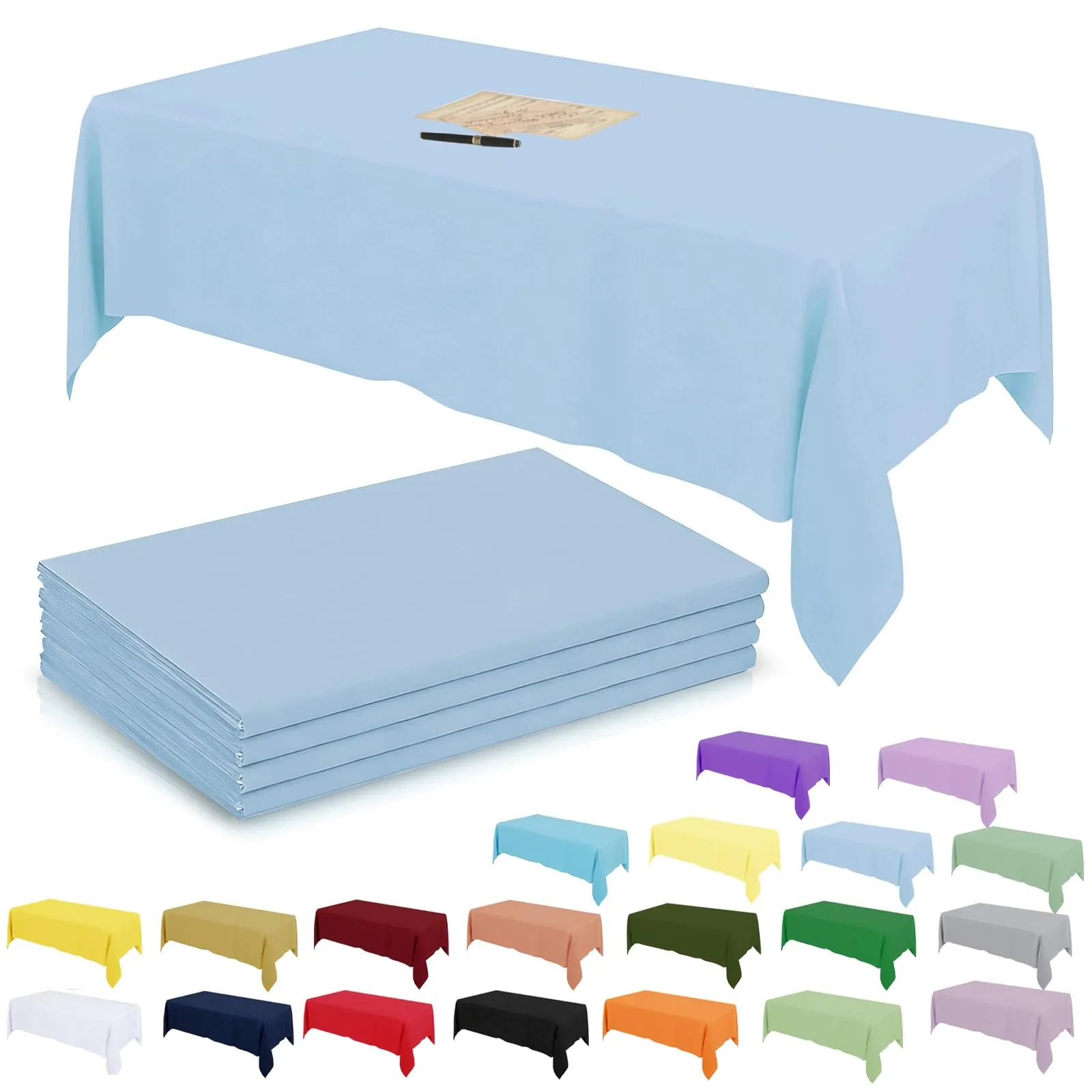 YAAVAAW Tovaglie in Plastica Rettangolari, Blu Macaron, 137 x 274 cm, Confezione da 4 pezzi - immagine 1