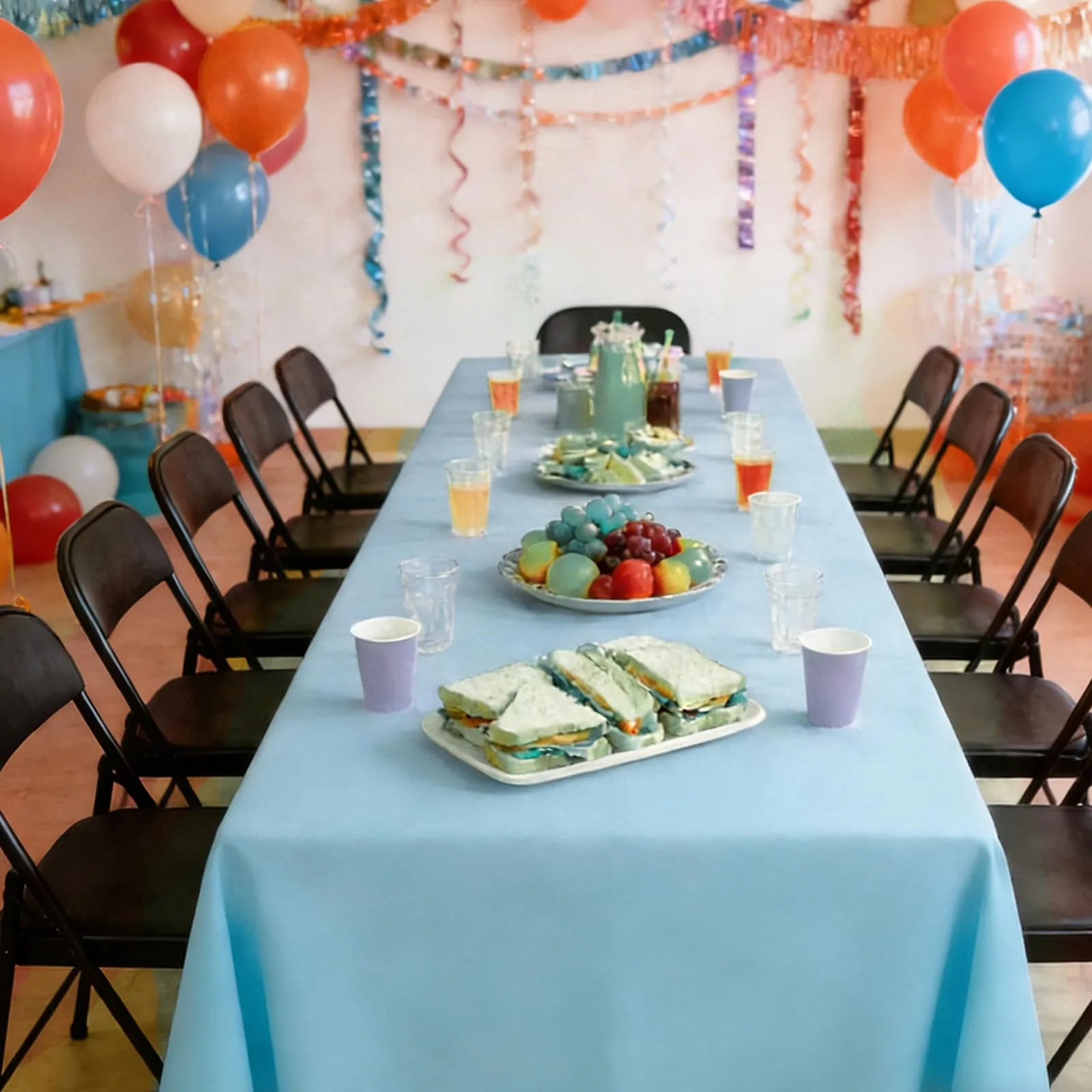 YAAVAAW Tovaglie in Plastica Rettangolari, Blu Macaron, 137 x 274 cm, Confezione da 4 pezzi - immagine 4