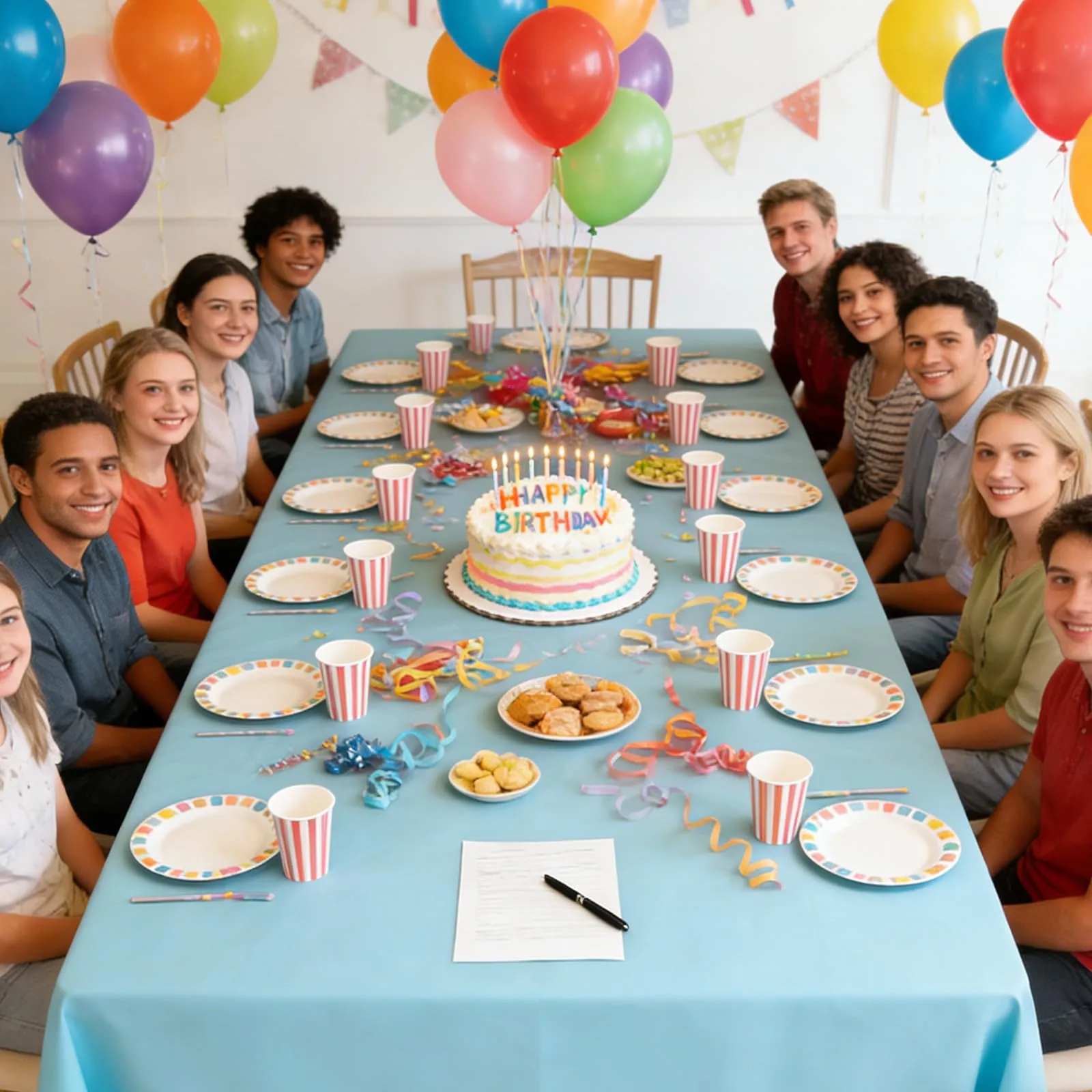 YAAVAAW Tovaglie in Plastica Rettangolari, Blu Macaron, 137 x 274 cm, Confezione da 4 pezzi - immagine 5