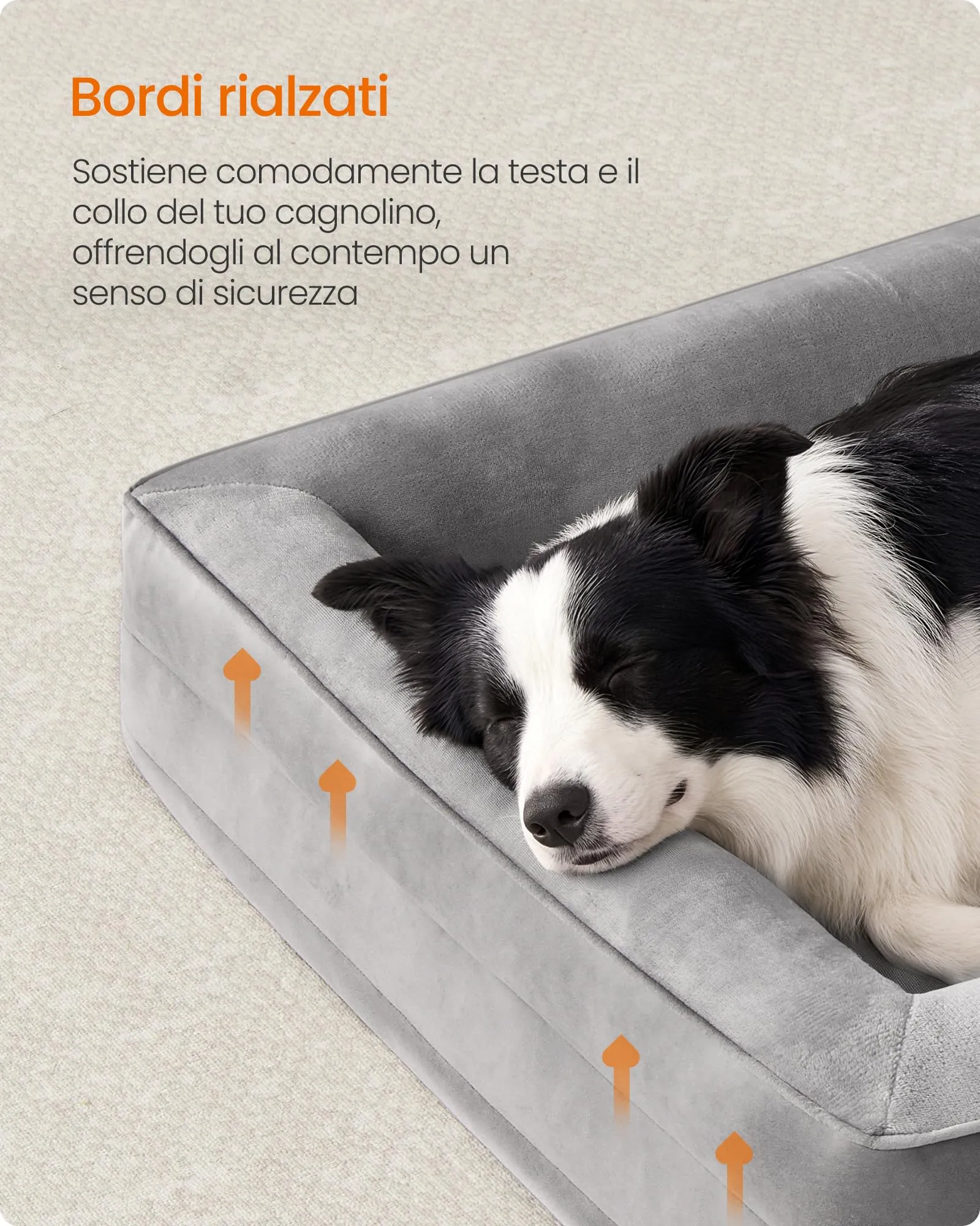 Feandrea Cuccia Ortopedica per Cani in Flanella, 104 x 69 x 17 cm - immagine 4