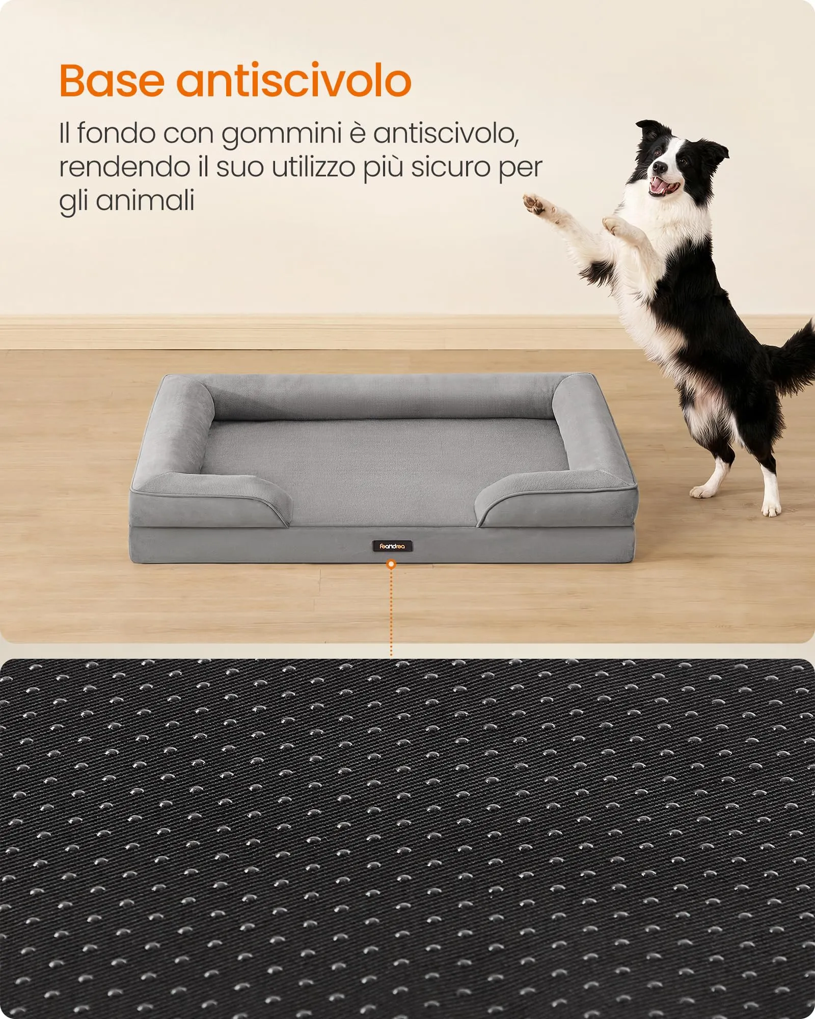 Feandrea Cuccia Ortopedica per Cani in Flanella, 104 x 69 x 17 cm - immagine 8