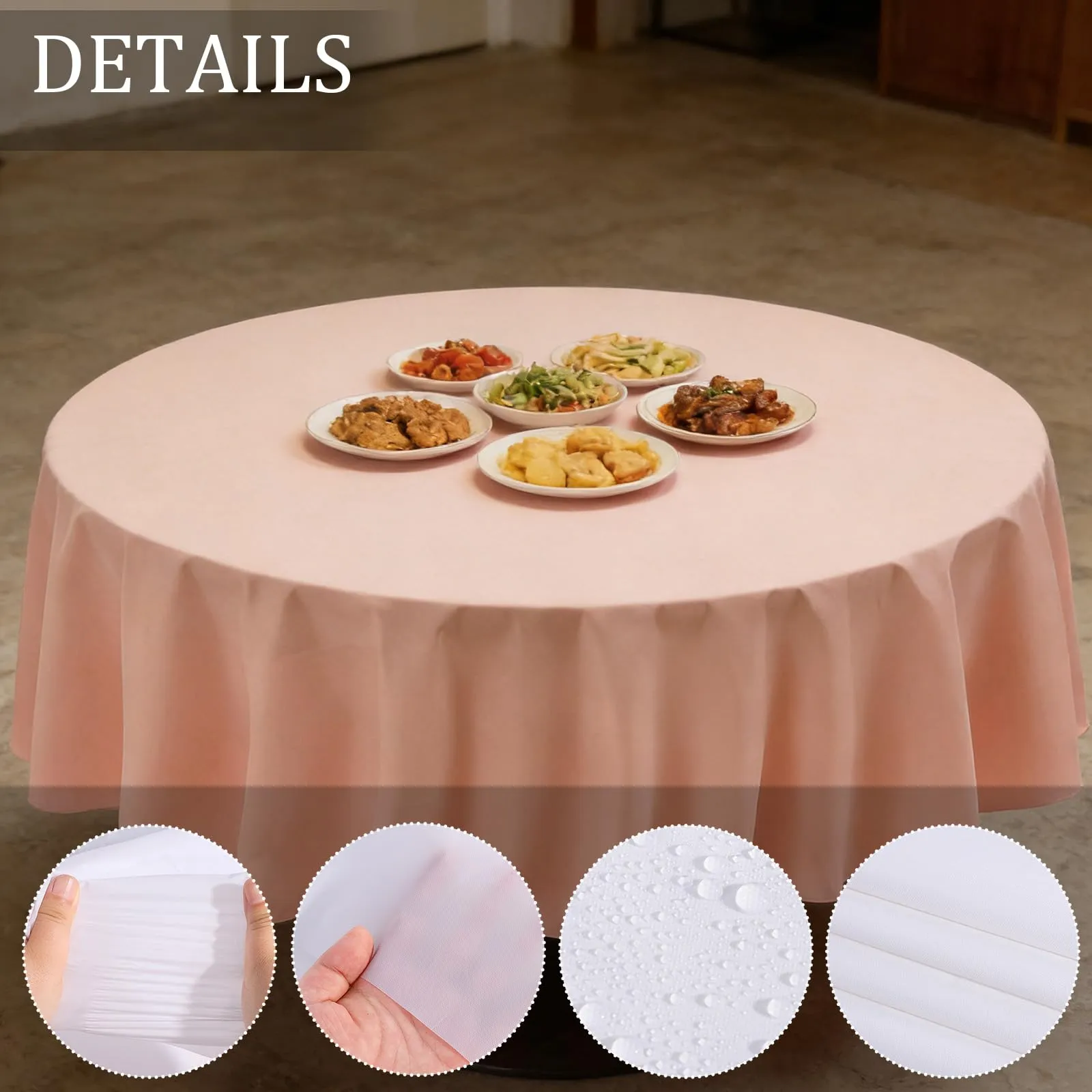 YAAVAAW Tovaglie in plastica oro rosa per tavoli rotondi, 213 cm, set da 4, usa e getta - immagine 3