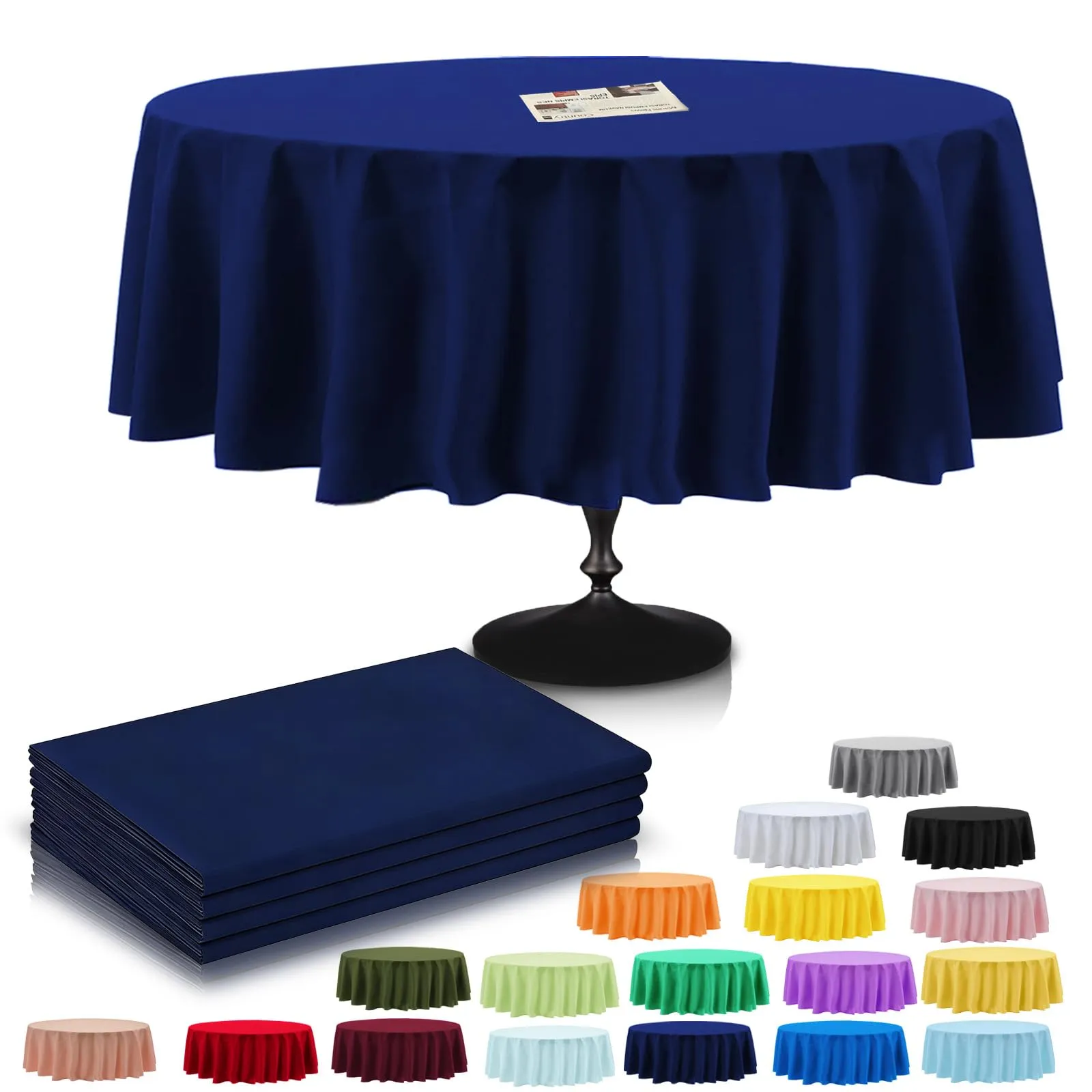 YAAVAAW Tovaglie in plastica blu navy per tavoli rotondi, 213 cm, set da 4, usa e getta - immagine 1
