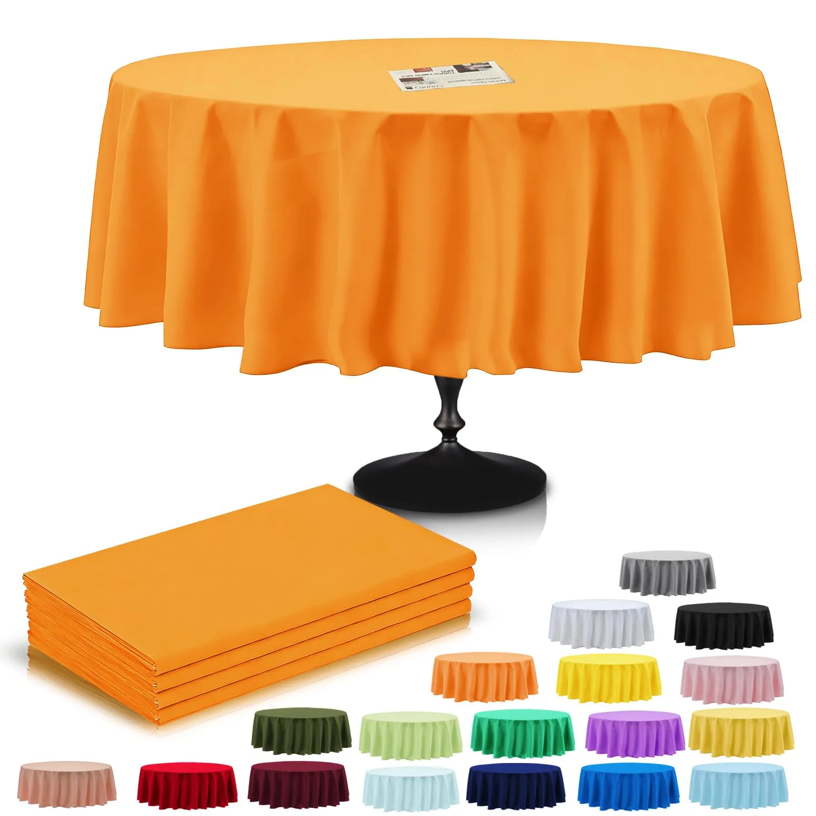 YAAVAAW Tovaglie in Plastica Arancioni per Tavoli Rotondi, 213 cm, Set da 4, Usa e Getta - immagine 1