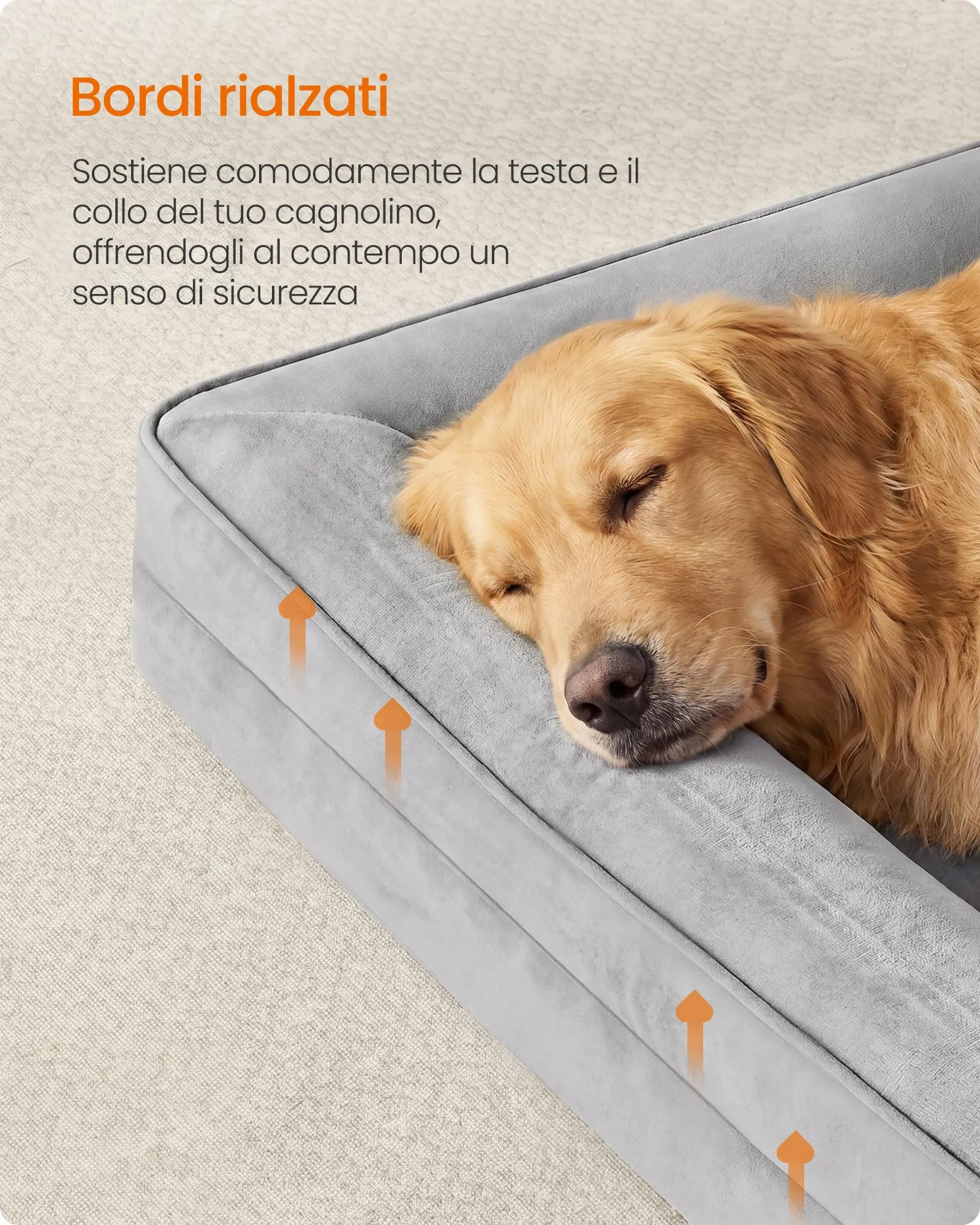 Feandrea Cuccia Ortopedica per Cani in Flanella, 112 x 81 x 17 cm - immagine 4